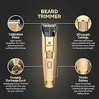 Vista 2 de Men's Beard Trimmer- All-in-One Trimmer with Precision Dial - Premium Facial Hair Groomer - Adjustable 20 Length Setting, USB Recharge Dock