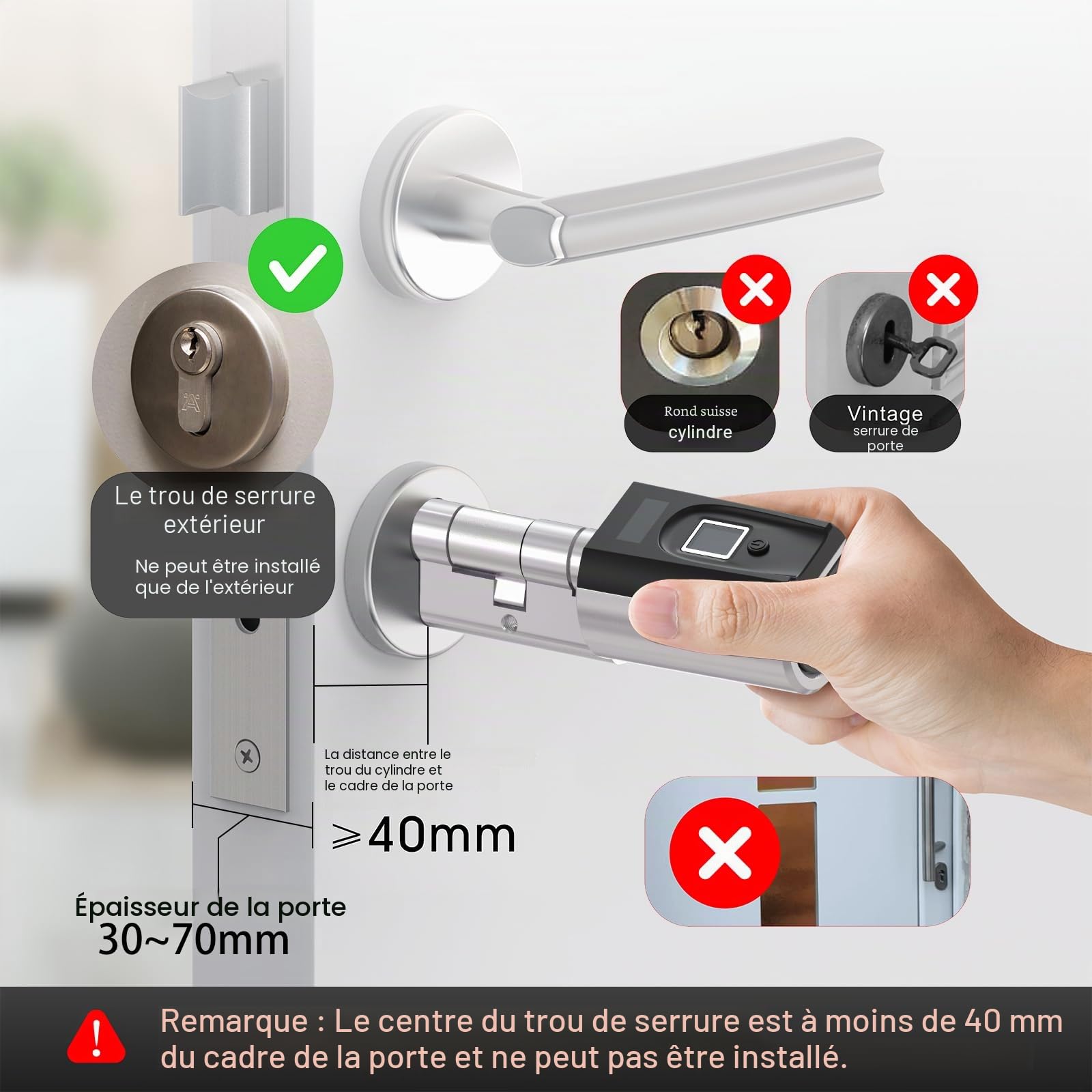 WELOCK SECBN51-WiFiBox3 Serrure Connectée,serrure biometrique | Carte RFID,WiFi,APP,serrure empreinte digitale,cylindre connecté porte entree accès sans clé,Smart Lock facile à Installer