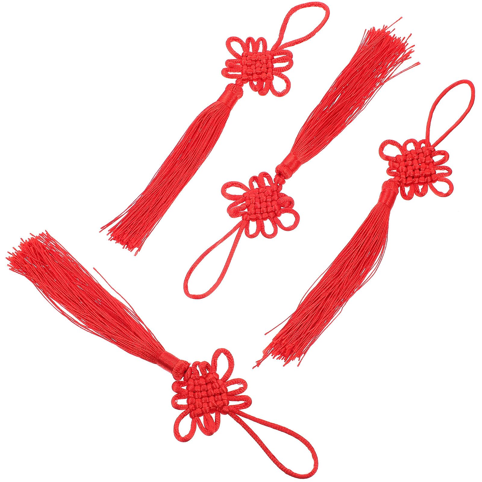 VALICLUD Ciondolo Tradizionale del Capodanno Cinese Nodo e Nappa Rossa, Decorazioni Fai da Te per Festa di Primavera, 50 Pezzi Ornamenti Sospesi per Addobbi Interni ed Esterni
