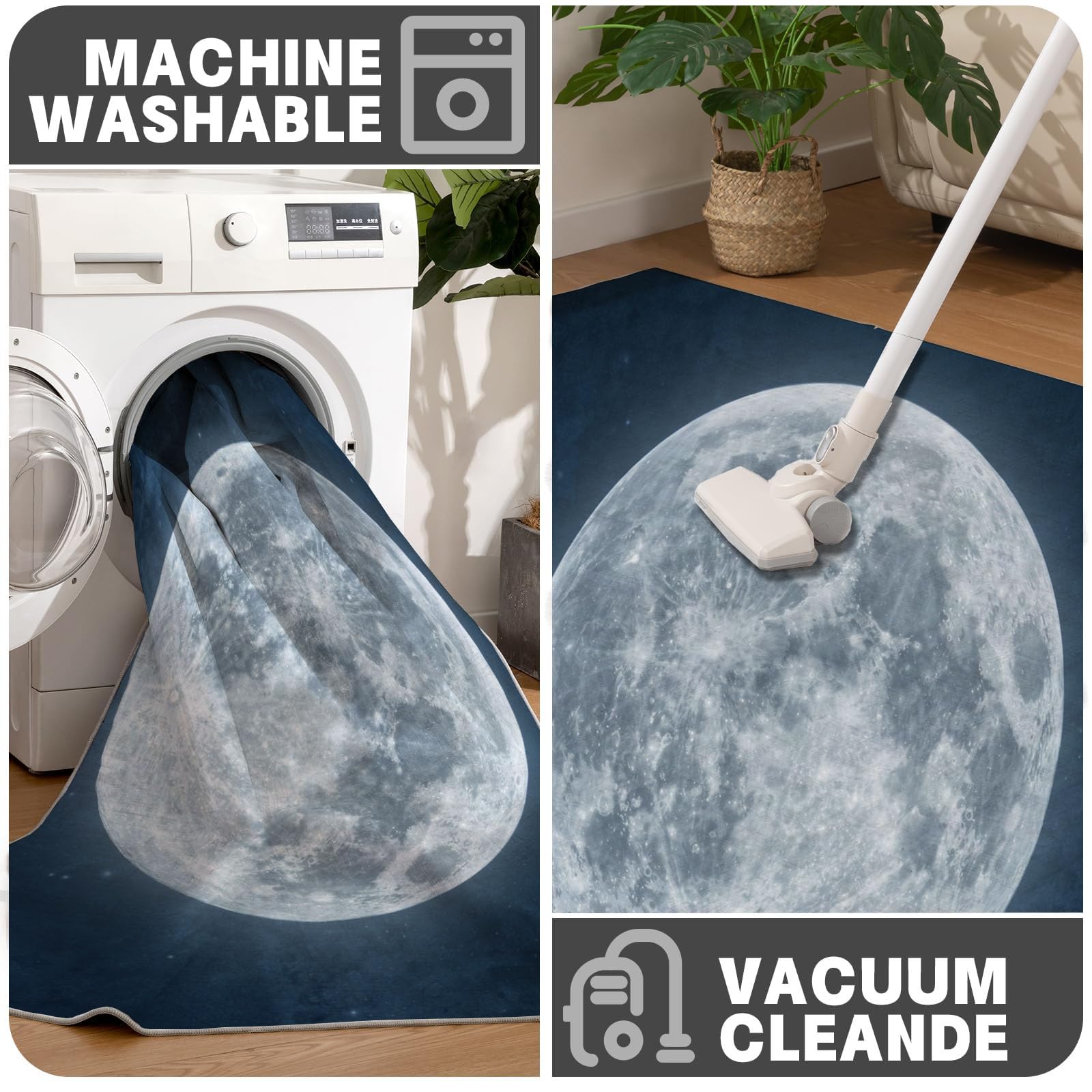 Tapis Rond Espace réaliste 180cm Lavable pour Chambre d'enfant