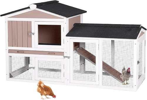 Aivituvin brown wooden outdoor poultry coop with asphalt roof and pull-out tray