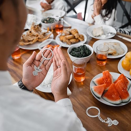 Miniatura 6 de Taiyin 100 llaveros de ángel de la guarda, dije de ángel plateado, llavero colgante de bautismo para mujeres, regalos de fiesta funeraria, 3.15