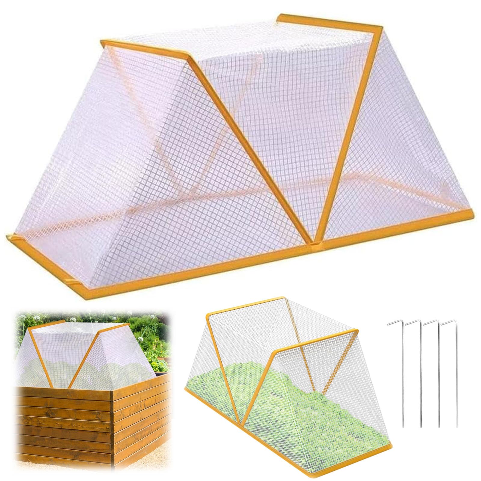 Garden Row Accelerator Plants Cover, Foldable Raised Garden Beds Vegetable Rows Plant Protector, Garden Bed Cover, Plant Net Cage Guard Greenhouse Cover for Protect Vegetable Fruit from Animal (S)
