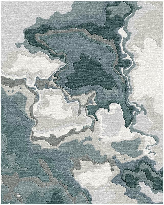 Carpets Hub Store NZ Woolen Modern Visualization Design Painting Print Cut Pile Rectangle Handmade Area Rug for Home