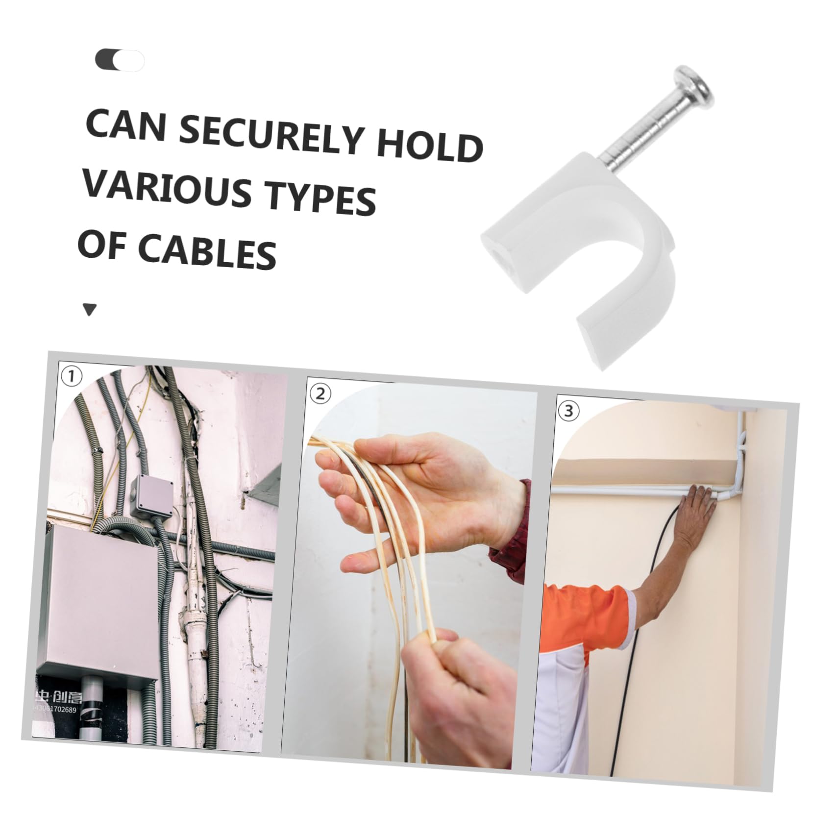 OSALADI 1500stücke Kabelclips Für Wandmontage Kabeltacker Für Flache Ethernet-kabel Lautsprecherkabel Und Coax-kabel Für Zuhause Und Industrie