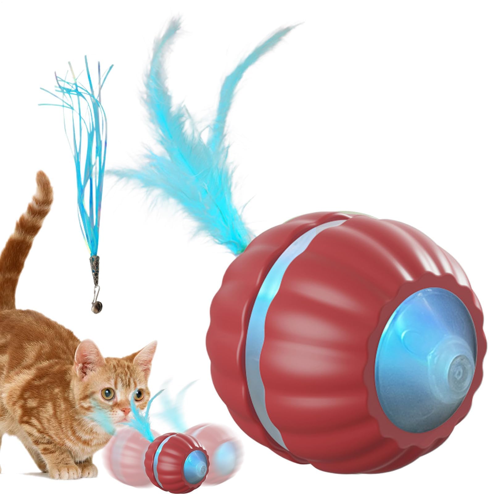 Katzenspielzeug, Automatisch bewegliches Katzenspielzeug, interaktiver Ball | Smart Kitten Accessories Beweglicher(Red)