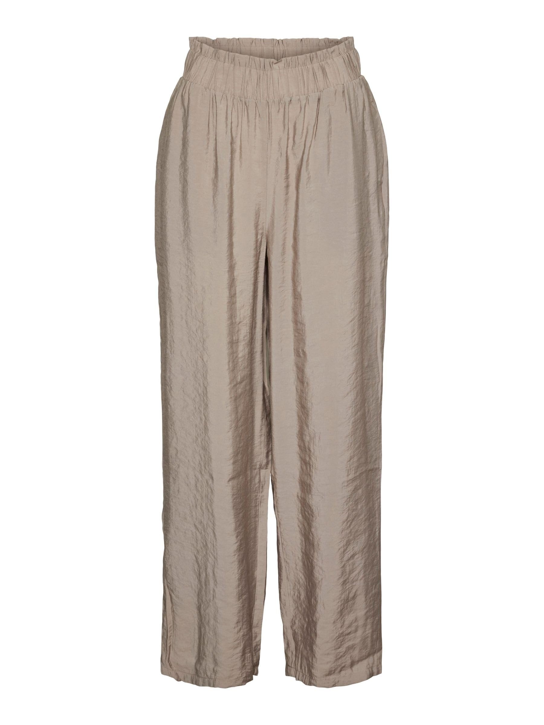 VERO MODA Female Trousers VMQUEENY High Waist Trousers, Moon Rock, XS
