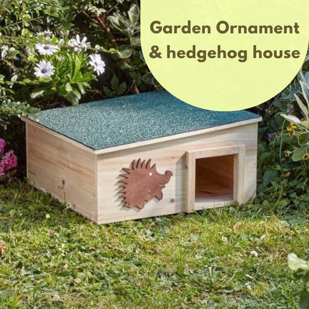 Garden Mile Maison pour hérisson en bois pour jardin, abri d'hibernation, station d'alimentation pour hérisson, habitat extérieur résistant aux prédateurs, abri en bois pour la faune