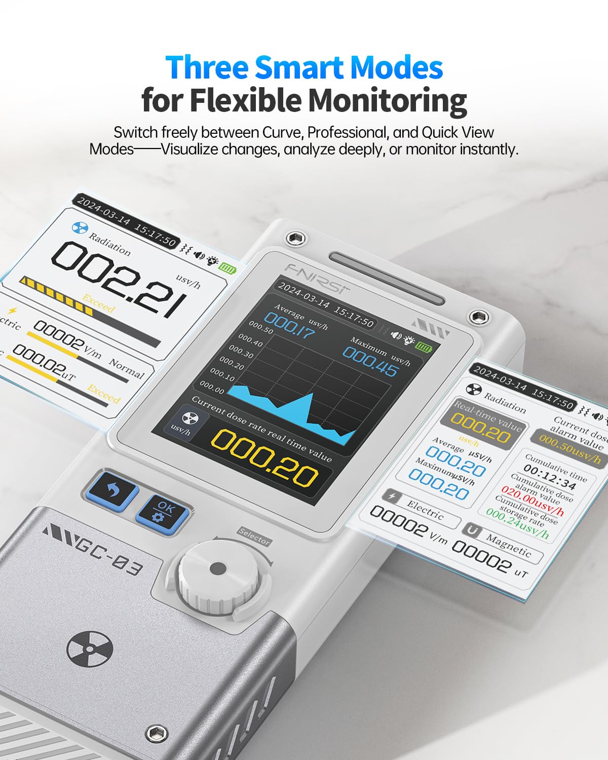 FNIRSI GC-03 3-in-1 Geiger Counter Nuclear Electromagnetic Detector — Amazon image 5