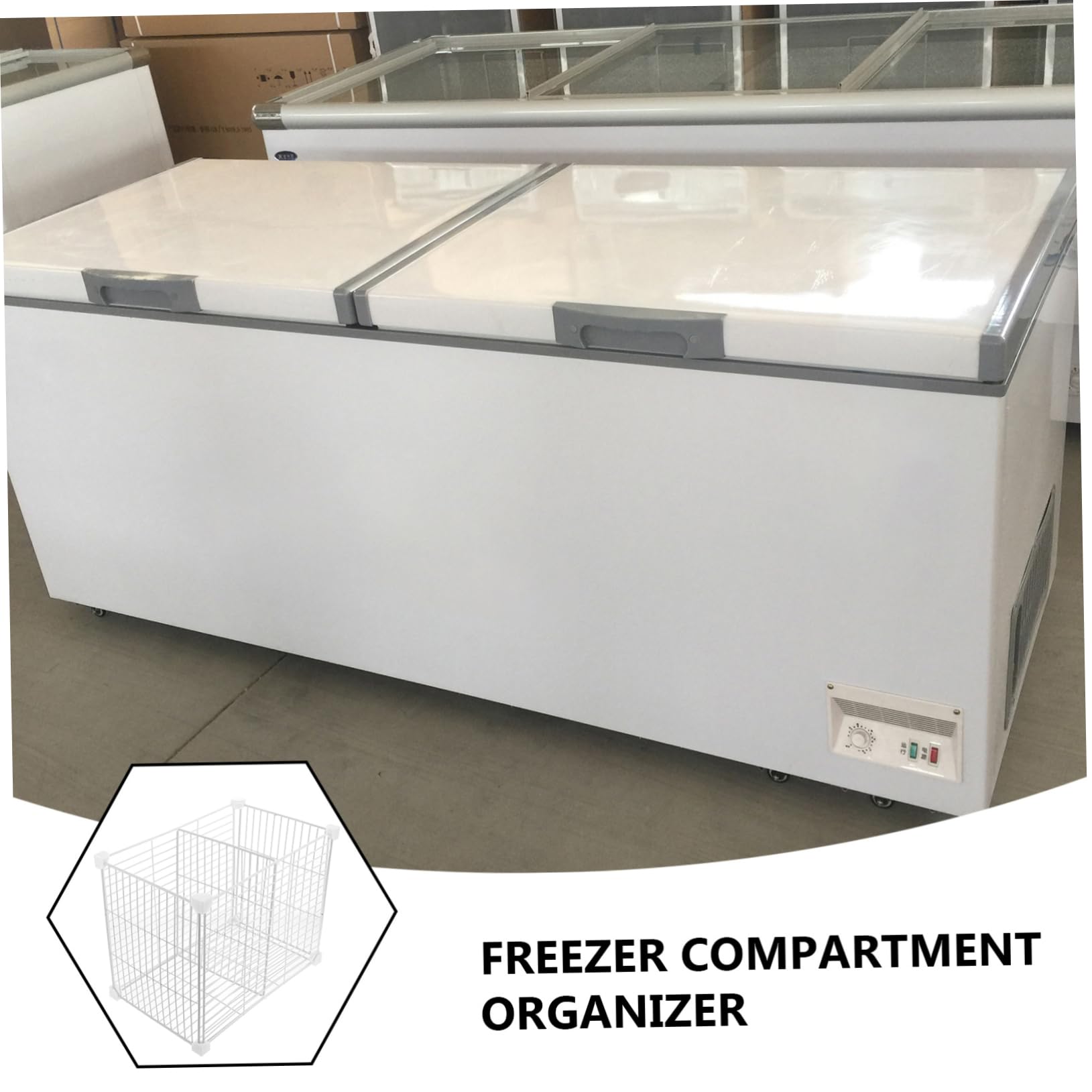 Organizador de Almacenamiento Diseño Multifuncional para Congelador de Hierro Blanco Separadores Ajustables y Cesta Inferior y Fácil Instalación para Cocina y Refrigeradores