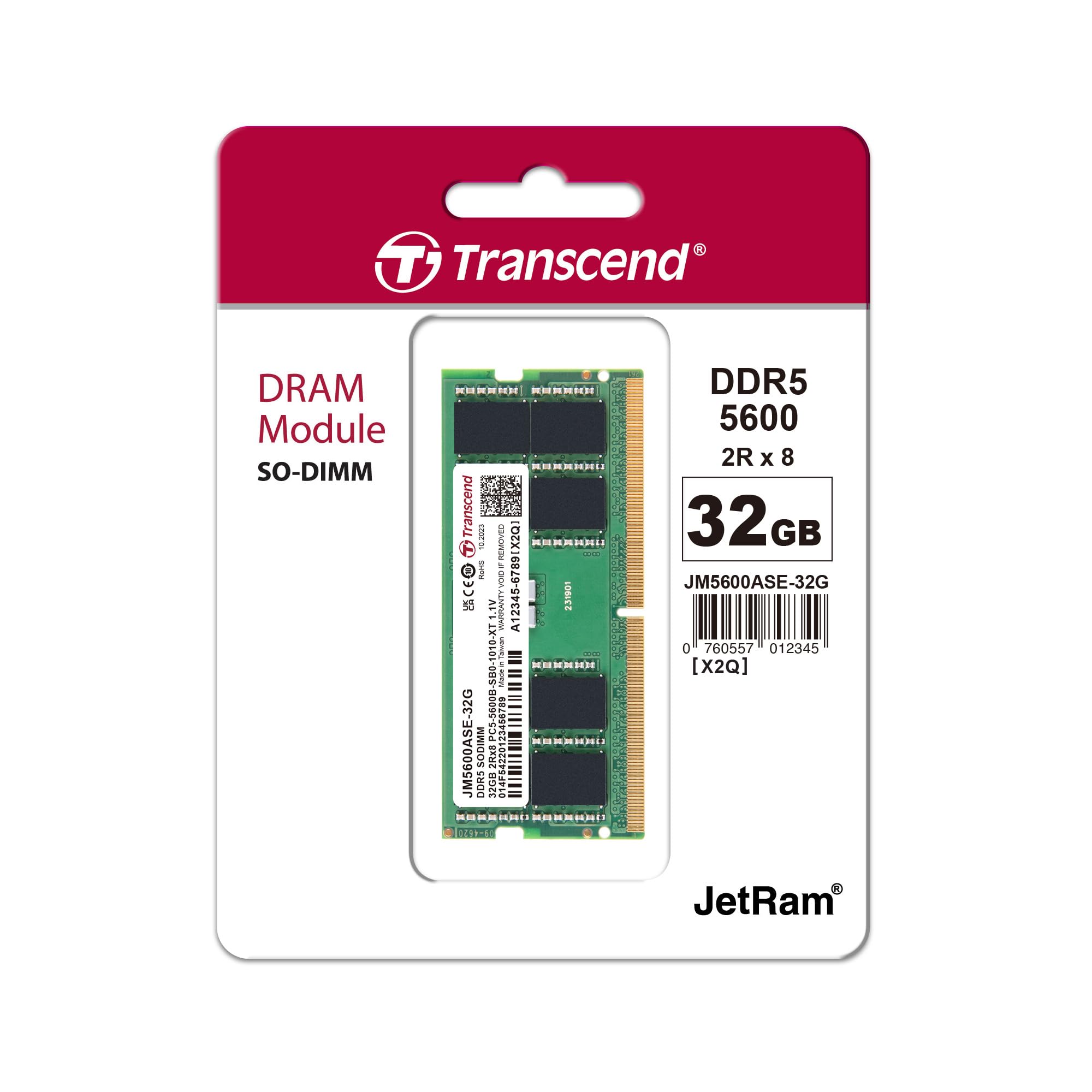 Transcend Pamięć operacyjna PC JetRam JM1600KLU-2G 1 x 2GB DDR3-RAM 1600MHz CL11