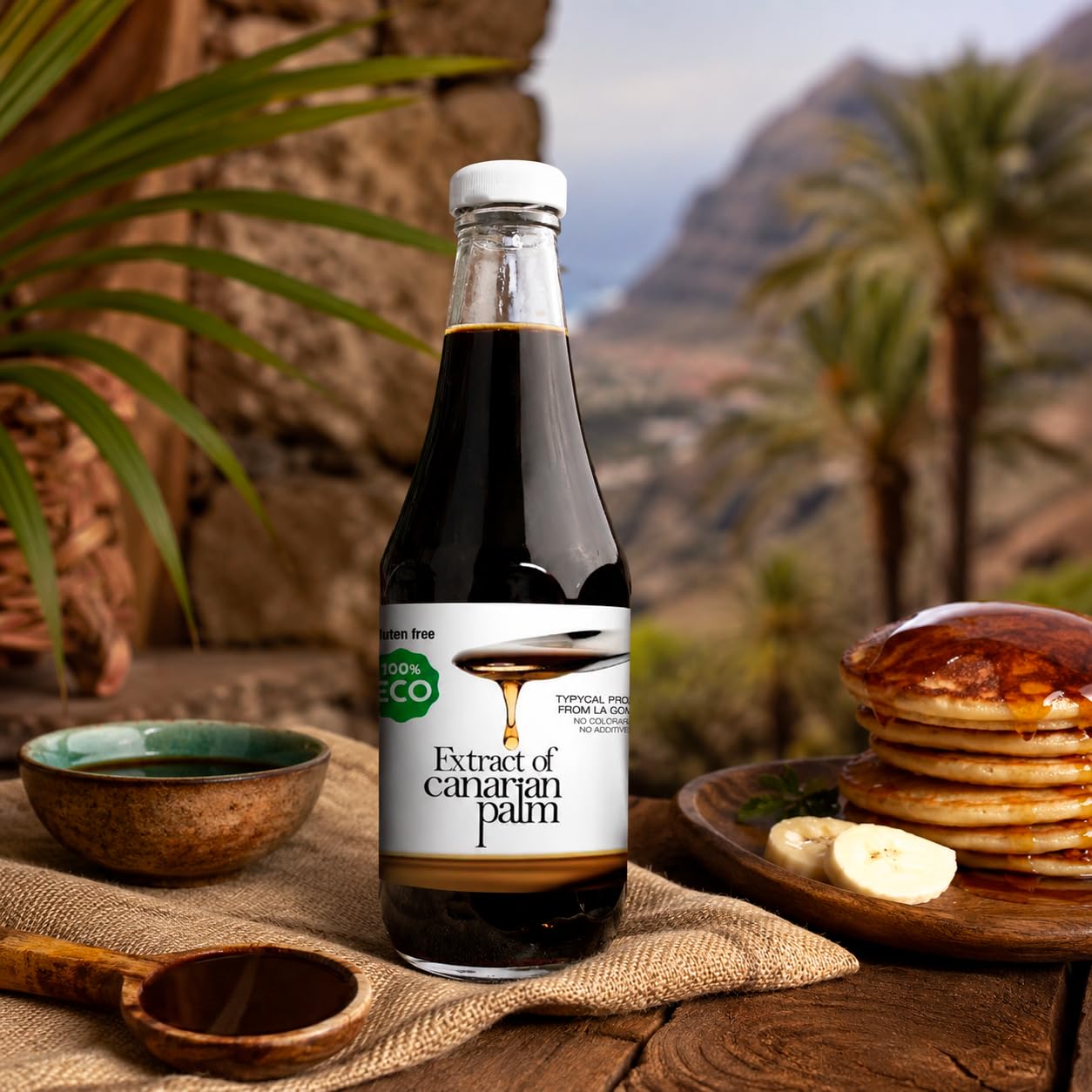 Extrait de Palme Canarienne – Sirop Naturel de La Gomera, 100% Éco, Sans Gluten, 305 ml