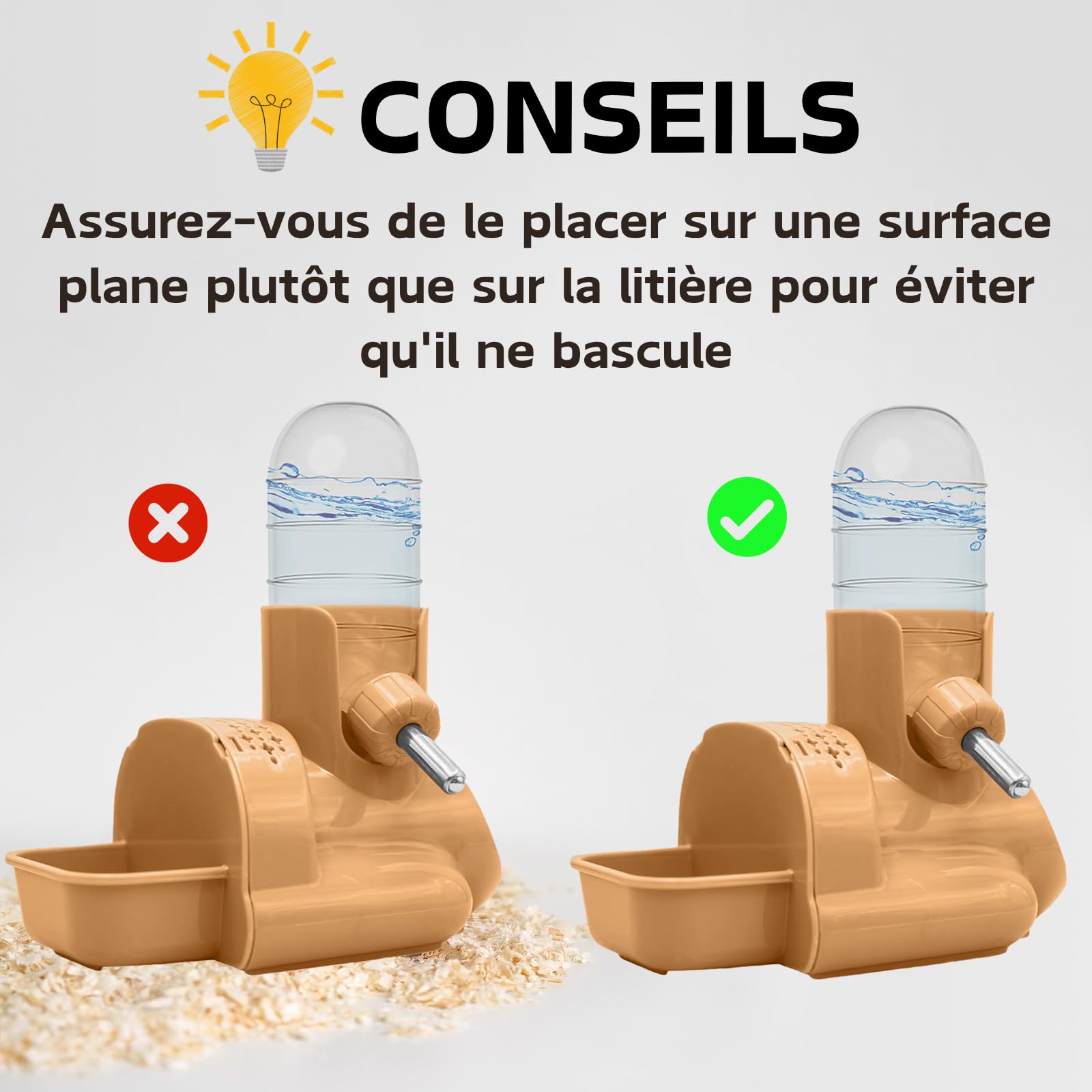 Abreuvoir pour Hamsters Maison Hamster Mangeoire pour Hamsters Petite Bouteille d'eau Abreuvoir Suspendu avec Support Convient aux Petits Animaux (Orange)