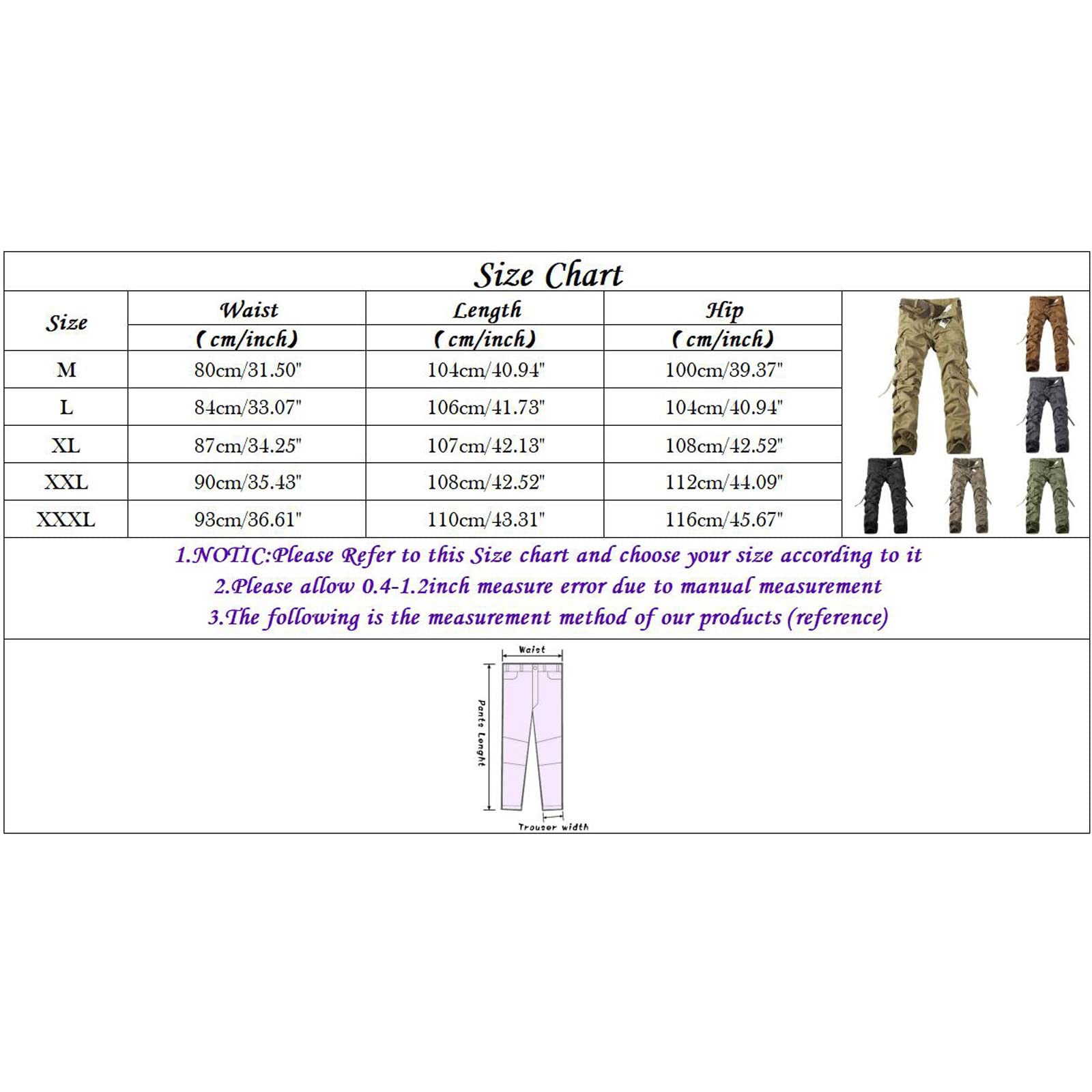 Generisch Pantalones cargo para hombre, multibolsillos, pantalones de senderismo, pantalones de exterior, de algodón, pantalones de trabajo, pantalones de trekking, pantalones militares, pantalones