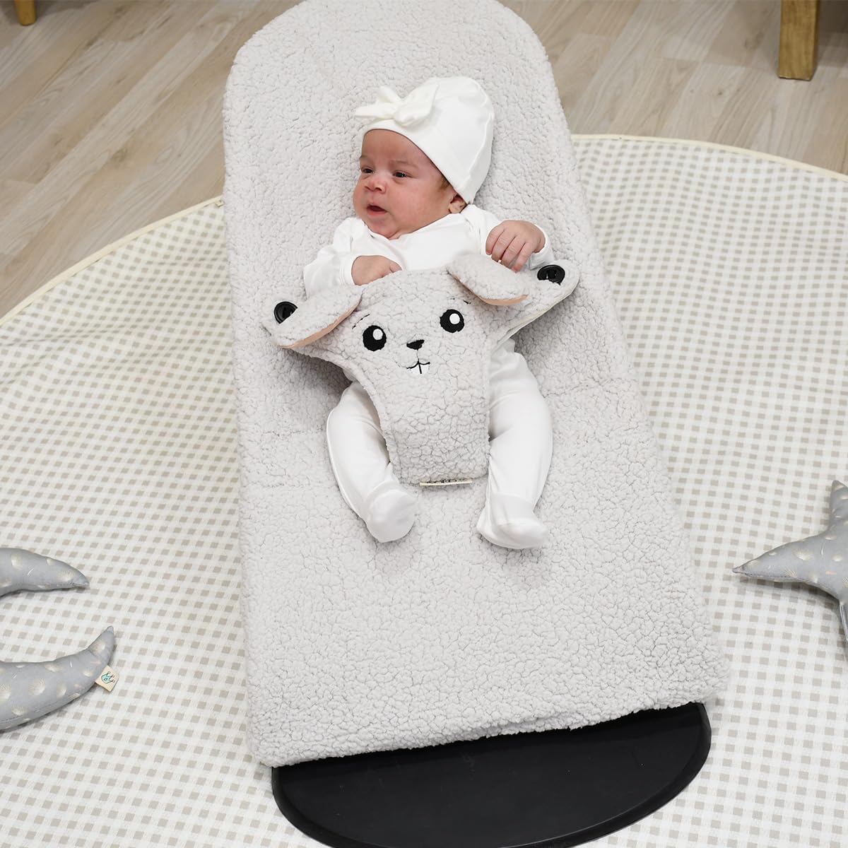 JYOKO Kids Bezug kompatibel mit Babybjorn Bliss, Balance, Soft (Kaninche, Polar Teddy)
