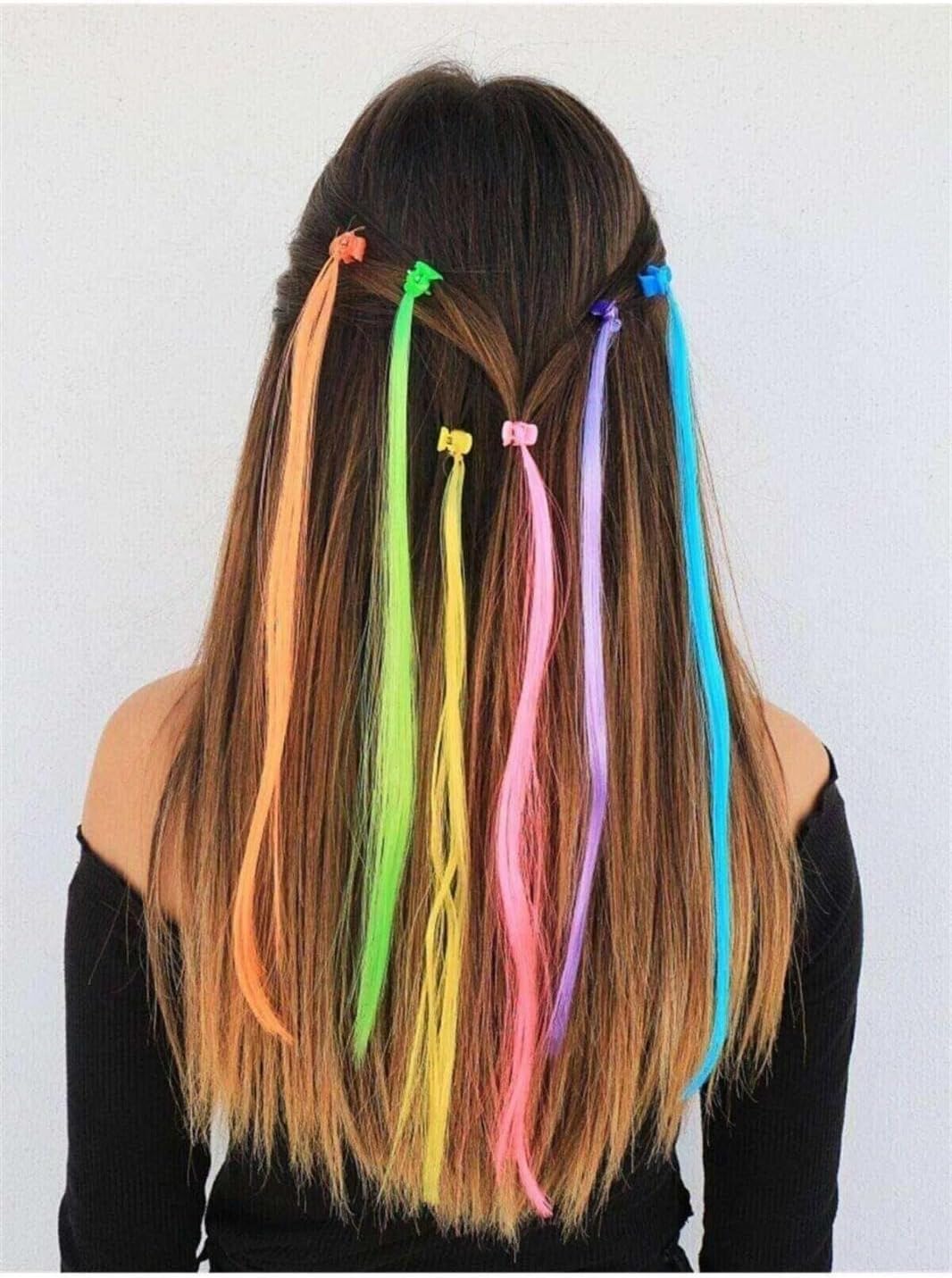 Rengarenk Unicorn 6'lı Takma Postiş Saç Toka Pembe Mavi Sarı Mor Yeşil Renkli