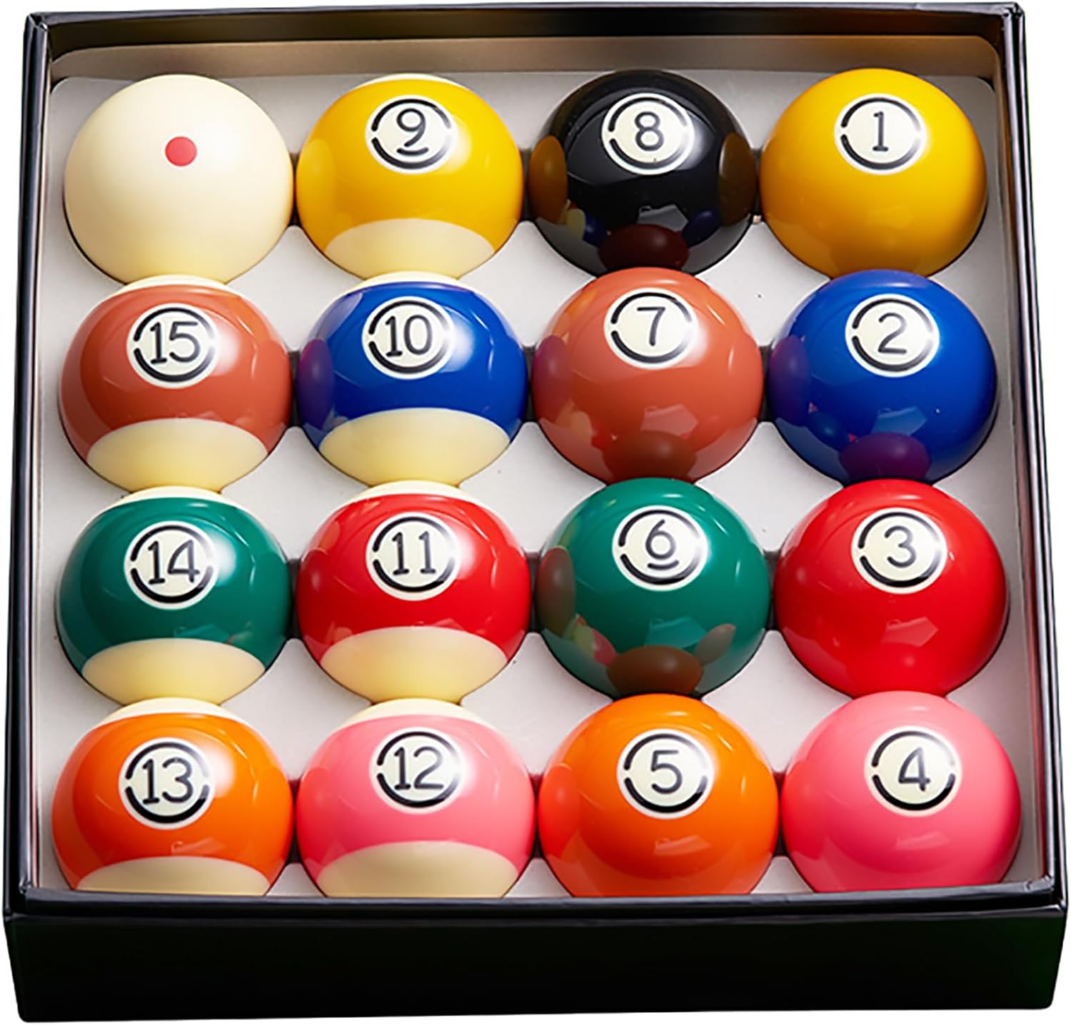 プレミアムビリヤードボールセット 2-1/4インチ 規定サイズ ビリヤードボール ポリエステル素材 アメリカンビリヤード 1箱に16