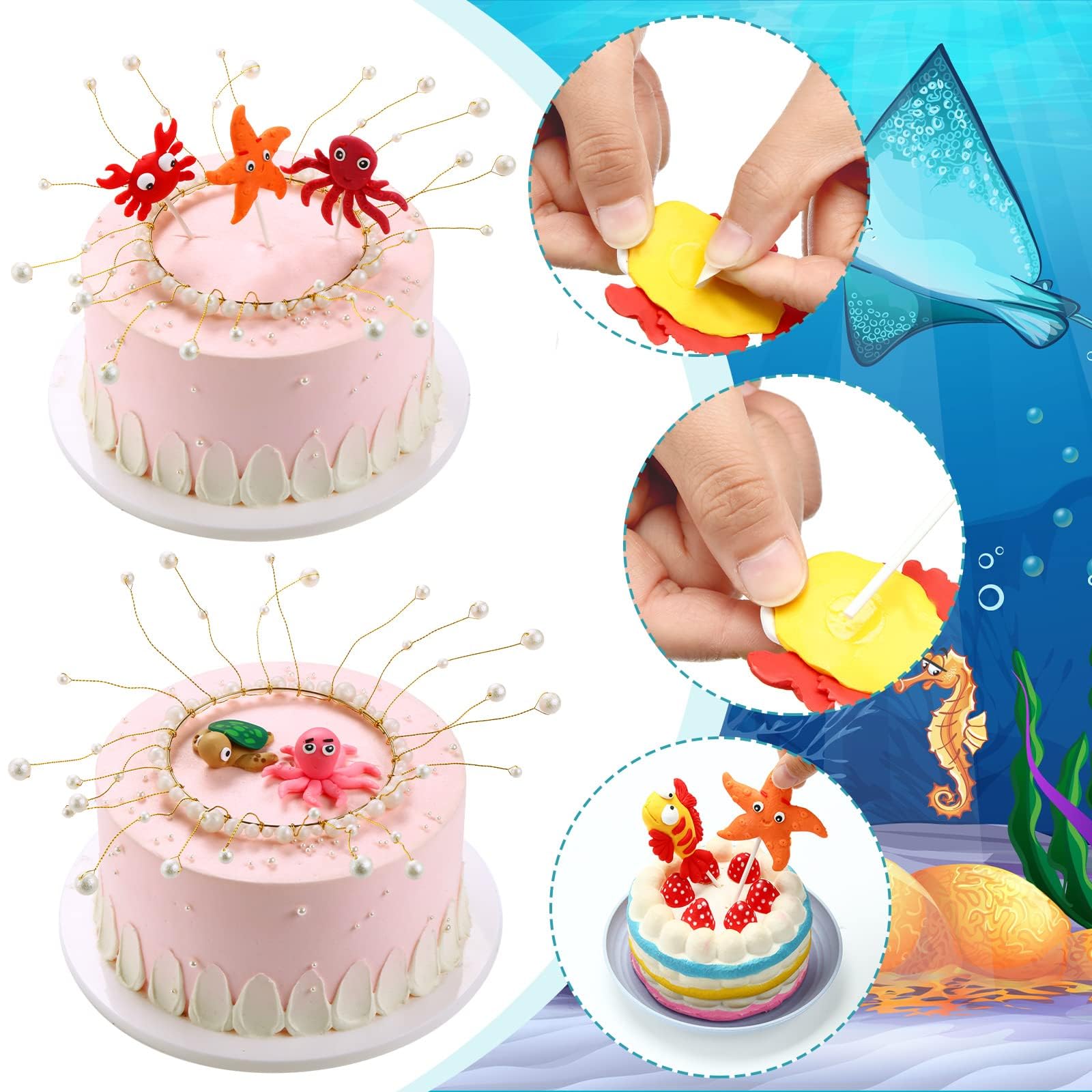 Lot De 14 Décorations De Gâteau D'anniversaire Sur Le Thème De L'océan