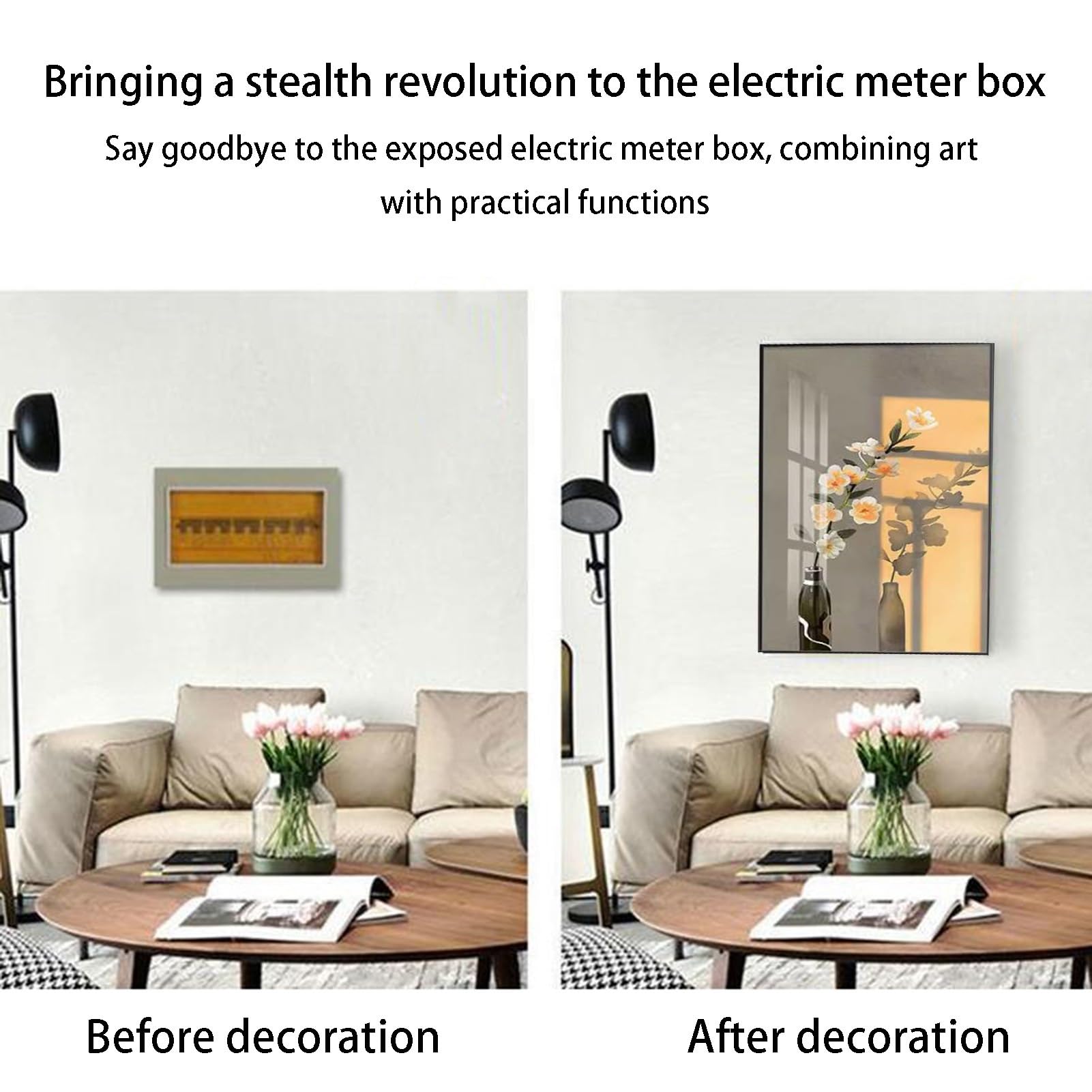 Cubierta decorativa para medidor eléctrico, cubierta de caja de distribución eléctrica para paneles de medidor