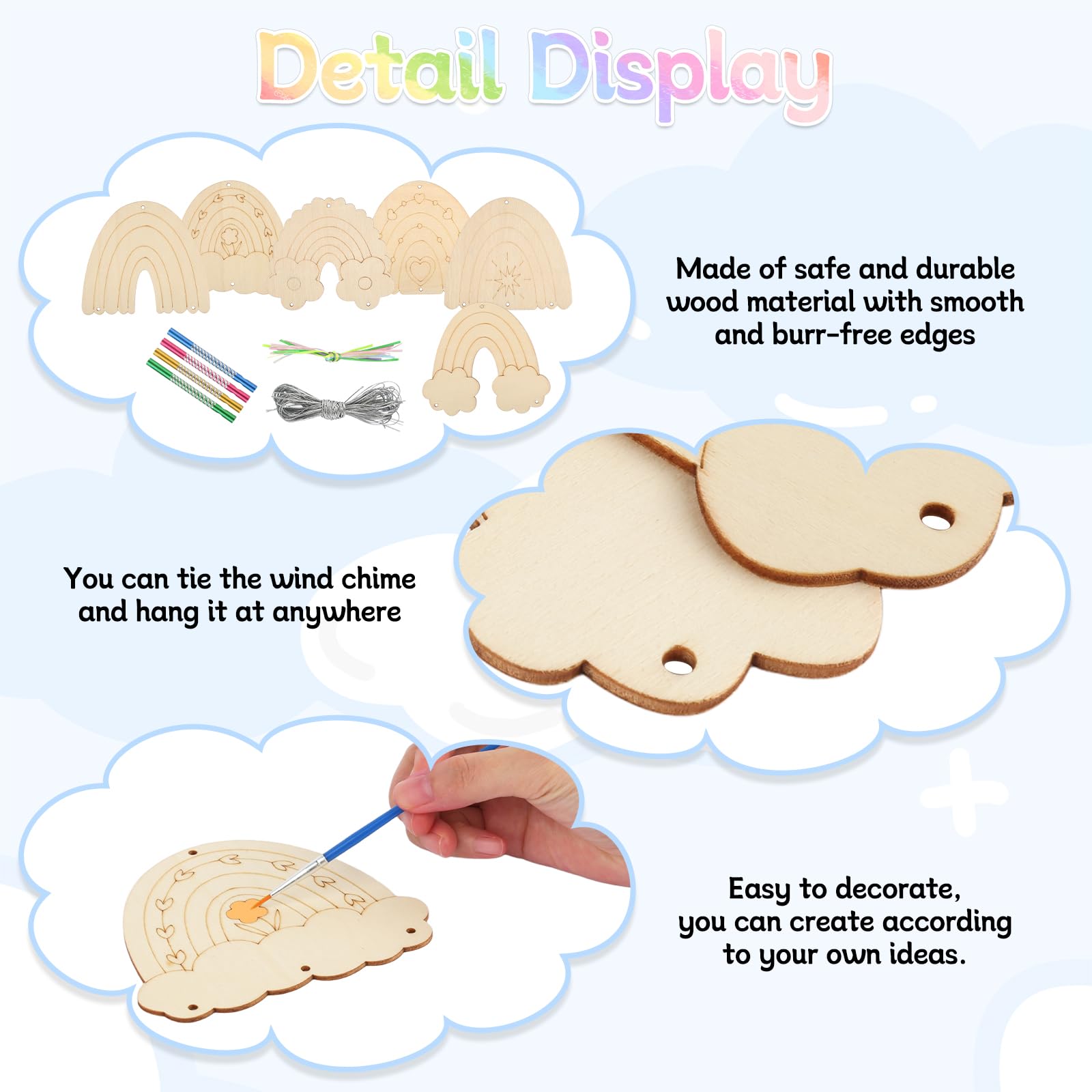 Bastelset Für Kinder - 12 Süße Meeresbewohner Windspiele Zum Selbstbemalen