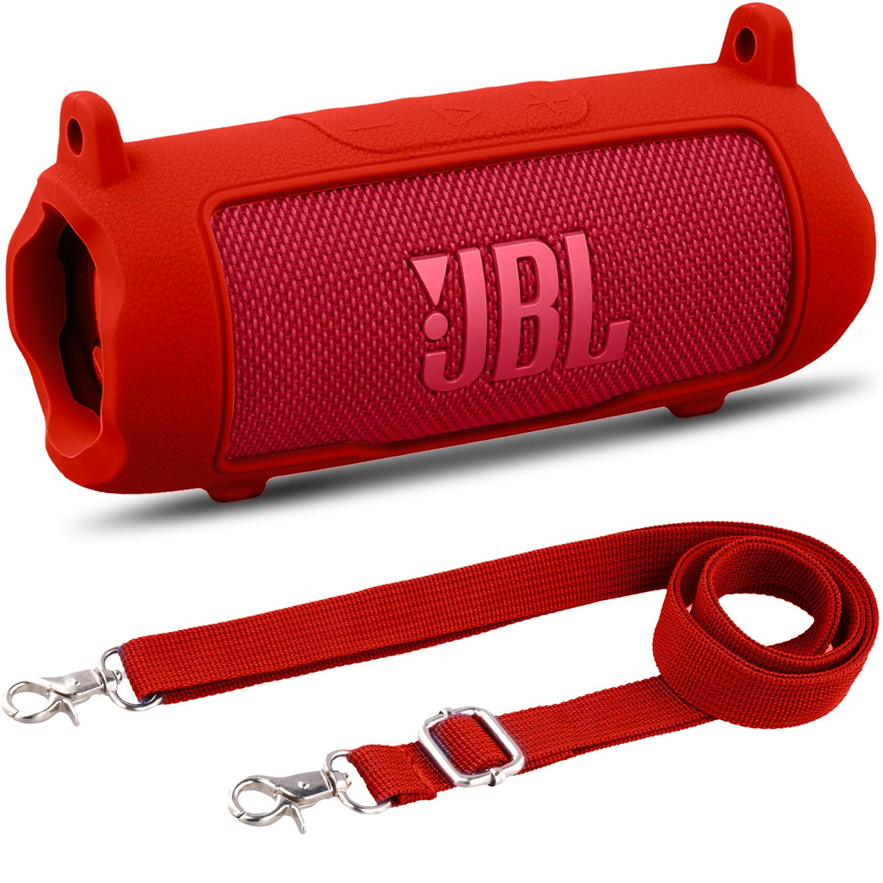 Khanka para JBL Flip 7 Funda Protectora de Silicona con Correa Desmontable, Estuche Suave antigolpes para Altavoz Bluetooth portátil JBL Flip 7, Solo Funda (Rojo)
