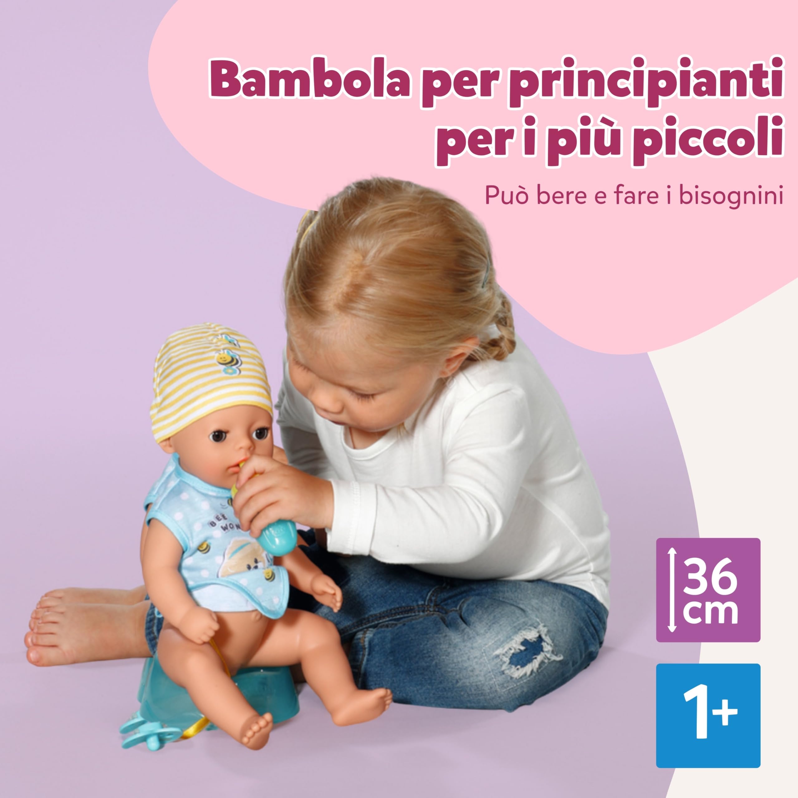 BABY born Lukas (Little Baby Boy) - Bambola di 36 cm - 7 funzioni incl. accessori e tutina - Funziona completamente senza batterie - Adatto a bambini a partire da 1 anno