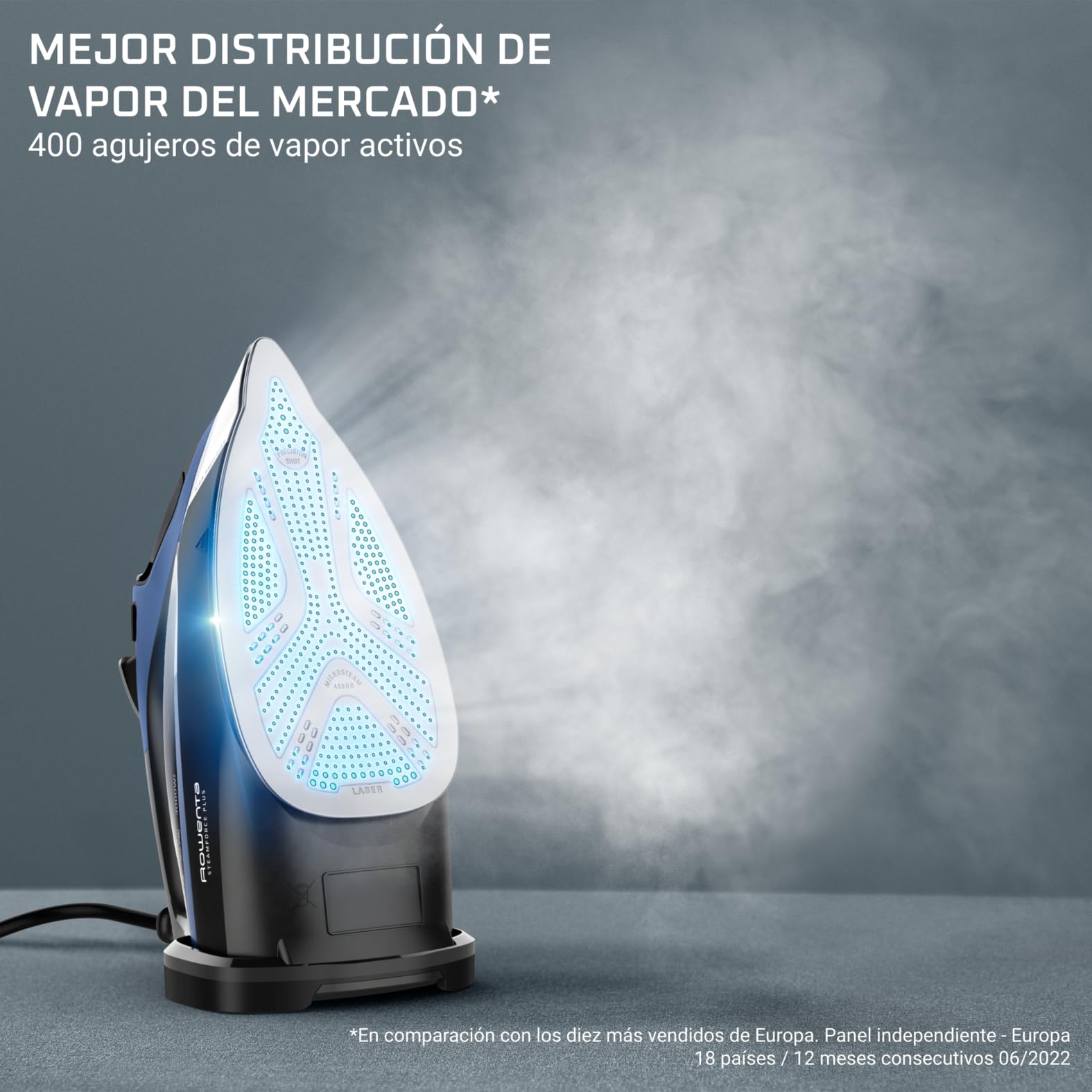 Rowenta SteamForce - Plancha de vapor 3000W, de 250 g/min y constante de 45 g/min, suela Microsteam400, acabado de acero inoxidable, sistema antigoteo, apagado automático, DW9411 (Reacondicionado)