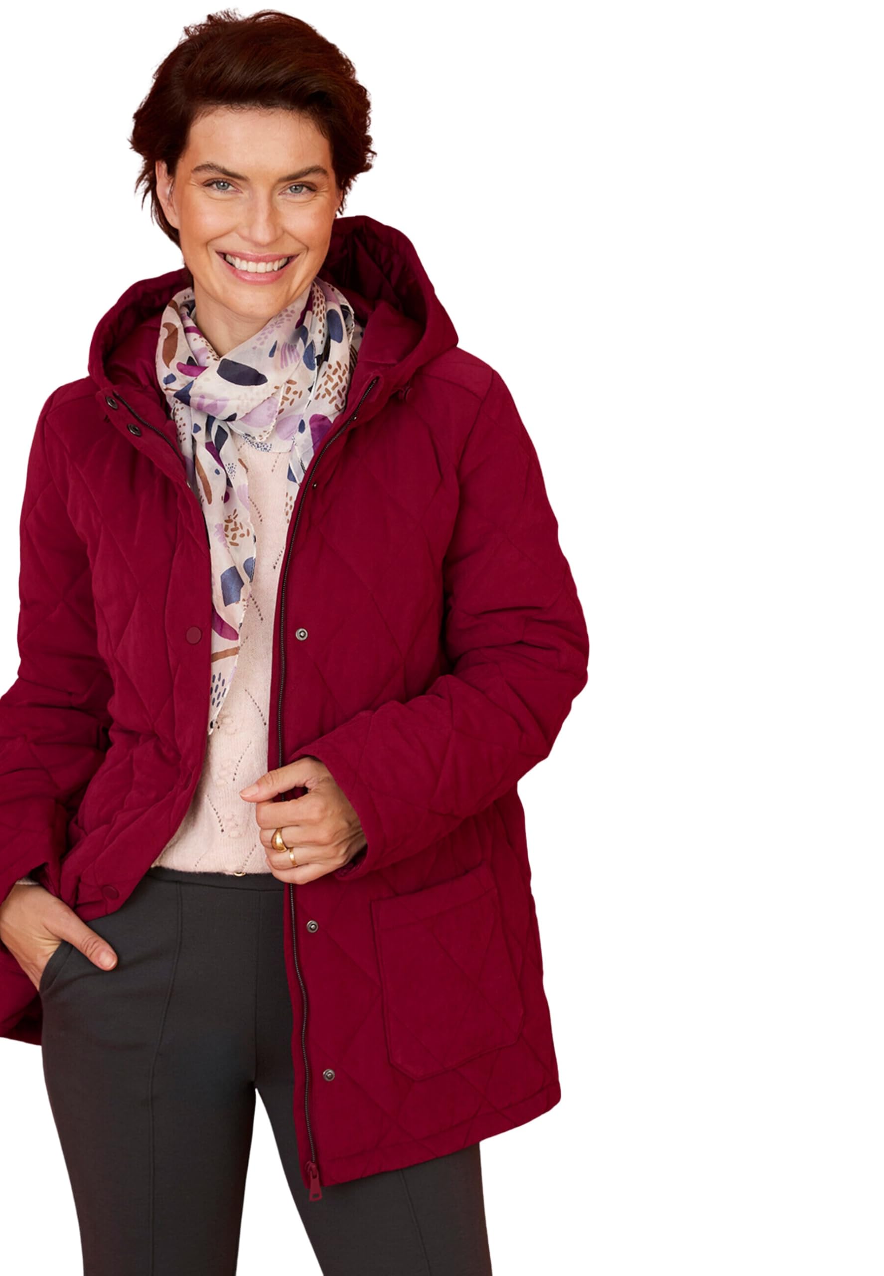 Damart - Water-repellent Padded Parka, Burgundy, 18/20