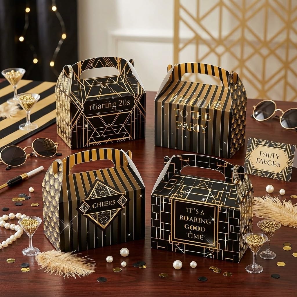 Roaring 20s Party Decorations Favor Boxes Goodies Candy Treats Cookie Bags