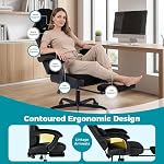 Goplus Chaise de jeu, chaise d'ordinateur ergonomique w/Footrest, support Lombar, accoudoirs de liaison, appuie-tête amovible, chaise de dossier haute w/Ajustable dossier & Hauteur, chaise de travail pour le bureau d'intérieur