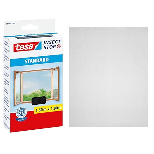 tesa INSECT STOP Klett Fliegengitter für Fenster - Insektenschutz mit