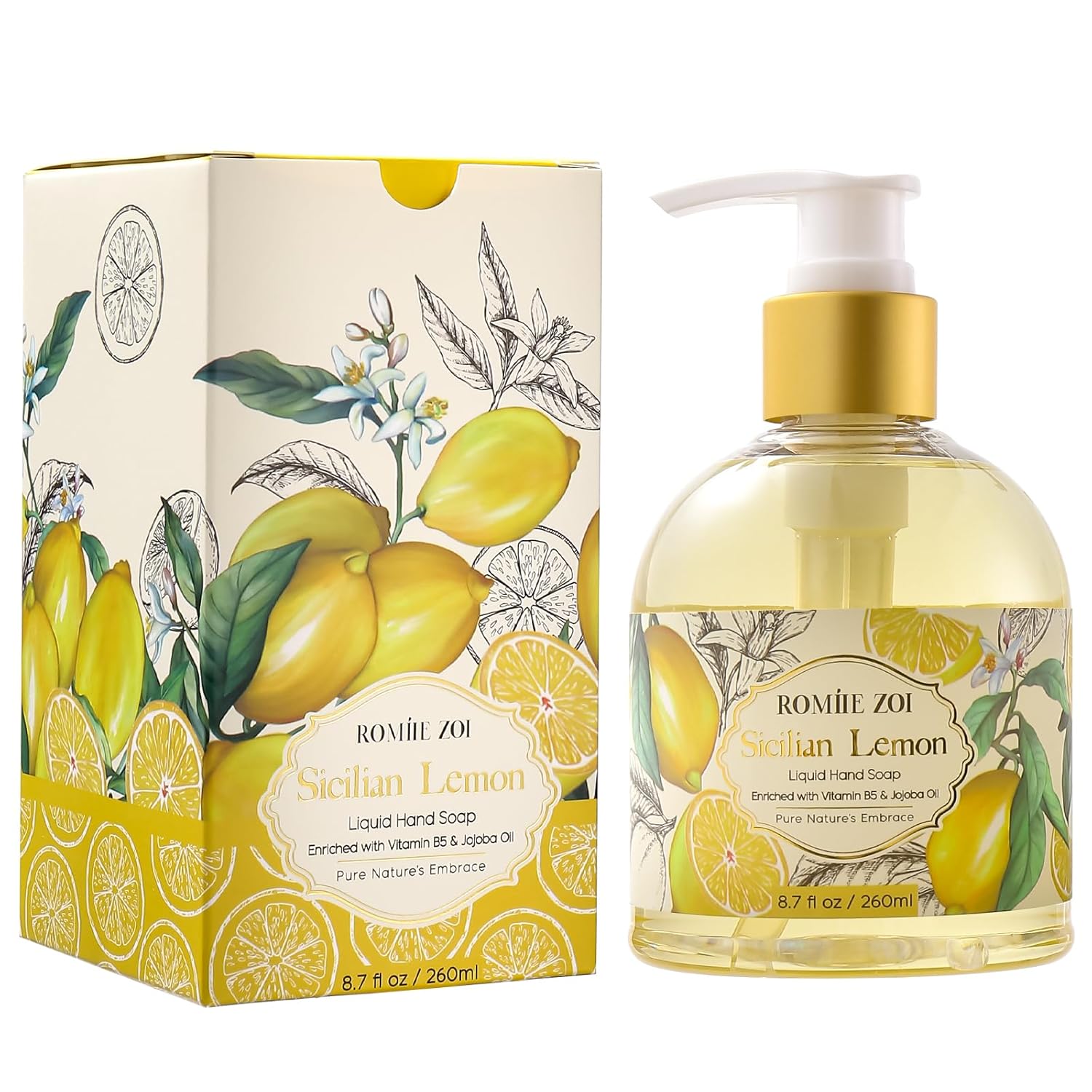 ROMIIE ZOI Liquid Hand Soap with Gift Box - Lemon - 260ml/ 8.7 fl.oz