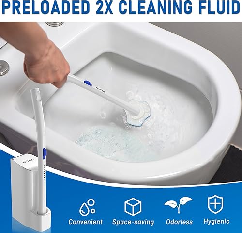 Miniatura 4 de KOKL Cepillo de inodoro desechable, cepillo limpiador de inodoro con 50 recambios de cepillo de inodoro, almohadillas de repuesto para limpiador de