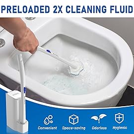 KOKL Disposable Toilet Brush, Toilet Bowl Cleaner Brush with 50PCS Toilet Brush Refills, Toilet Cleaner Refill Pads, Disposable Toilet Bowl Brush and Storage Caddy for Bathroom Cleaning(1-Set)