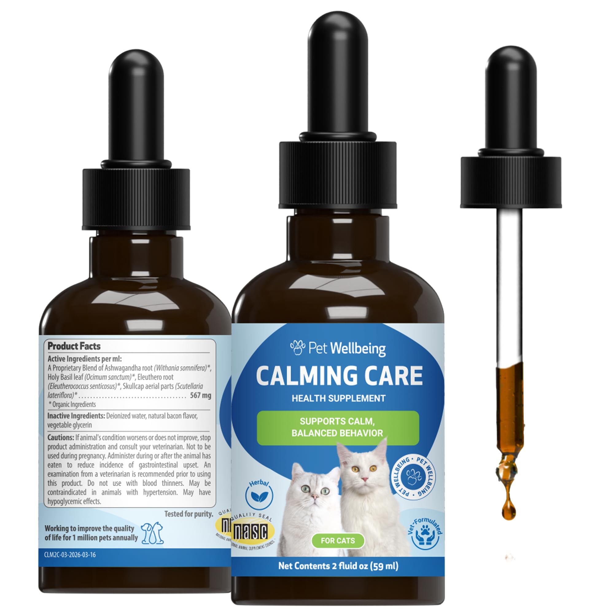 Pet Wellbeing Kojąca pielęgnacja dla kotów – naturalne wsparcie dla strachu i stresu w Felines – 59 ml