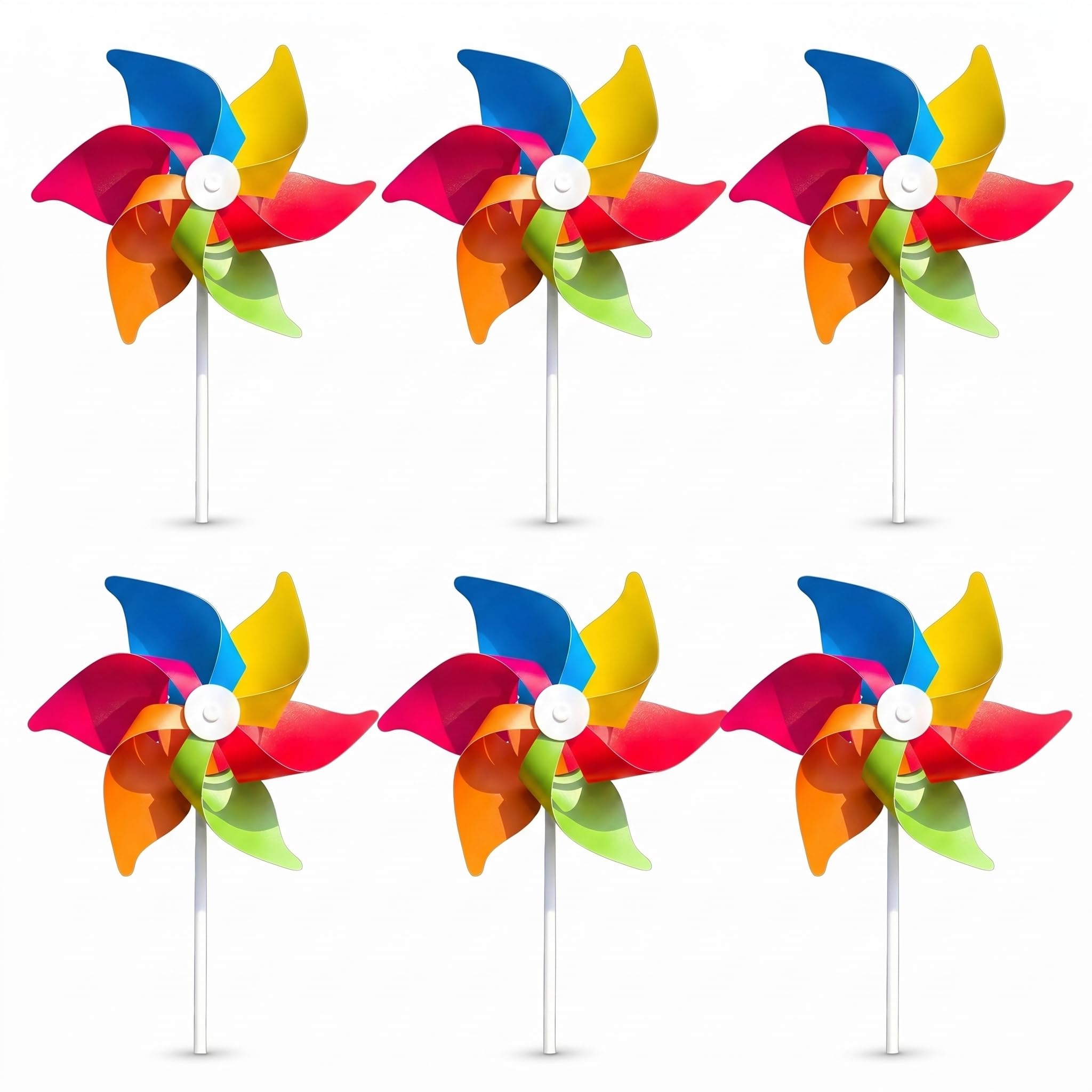 6 Pcs Cherry Blossom Windmills, Garden Windmills Outdoor Decor, Colorful Wind Spinners for Garden, Patio, Lawn, Yard, Bird Scarers for Gardens, DIY Pinwheel for Party Decorations (Multicoloured)