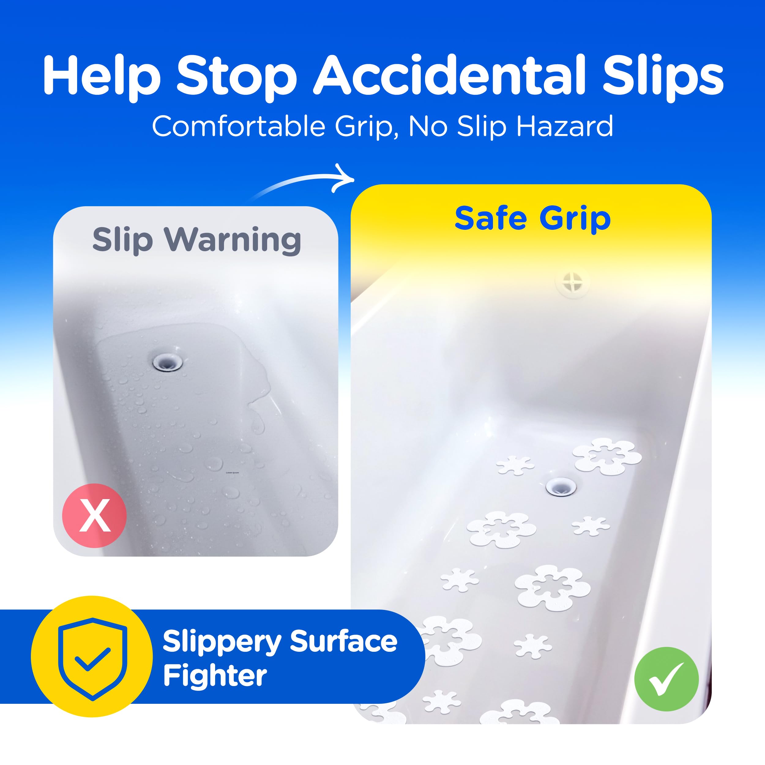 Compac Select Safe T Shapes - Adhesivos para bañera y bañera, diseño antideslizante y funcional, para bañeras, pegatinas de baño para evitar que los niños se deslicen (margaritas grandes, blancas, 14 aplicaciones)