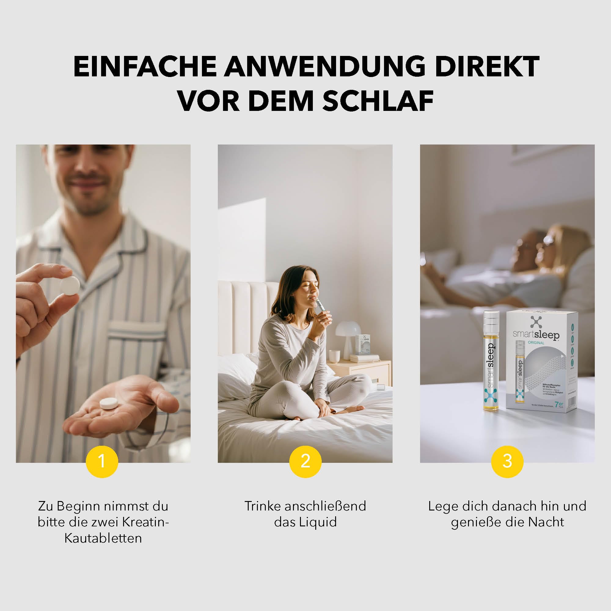 smartsleep® ORIGINAL 12er-Set – Innovativer Nährstoffkomplex für die Nacht mit Vitaminen, Mineralstoffen, Glycin & Kreatin – Vegan, laktose- & glutenfrei
