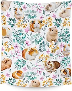 Guinea Pig Blanket Gifts - 60x80 Inches Cute Throw for Girls & Boys - White Soft Fuzzy Blankets for Bed, Couch & Living Room