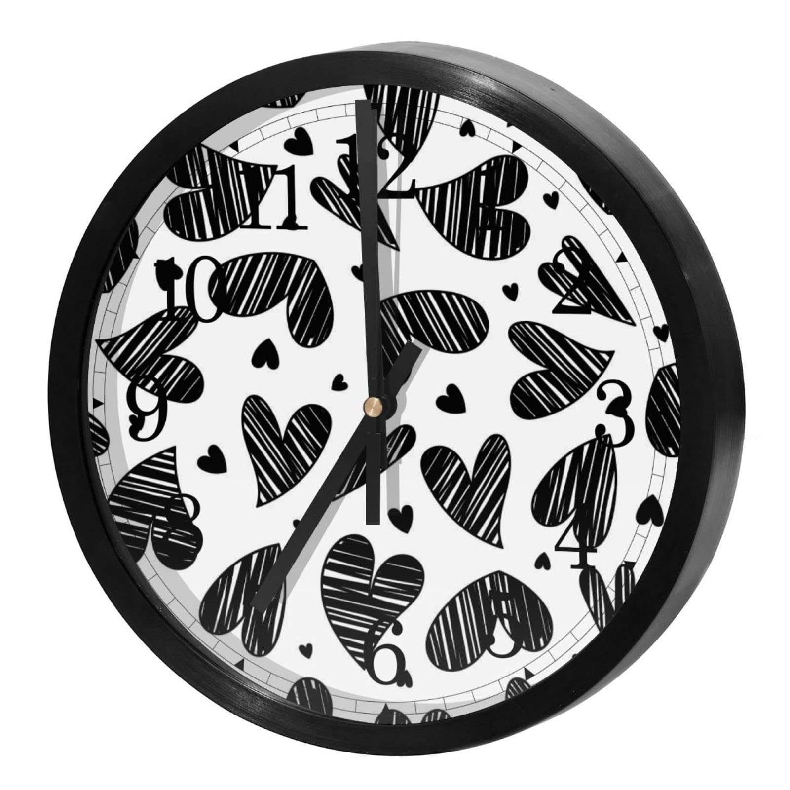 Horloge murale silencieuse pour un sommeil sans tic-tac à motif cœur