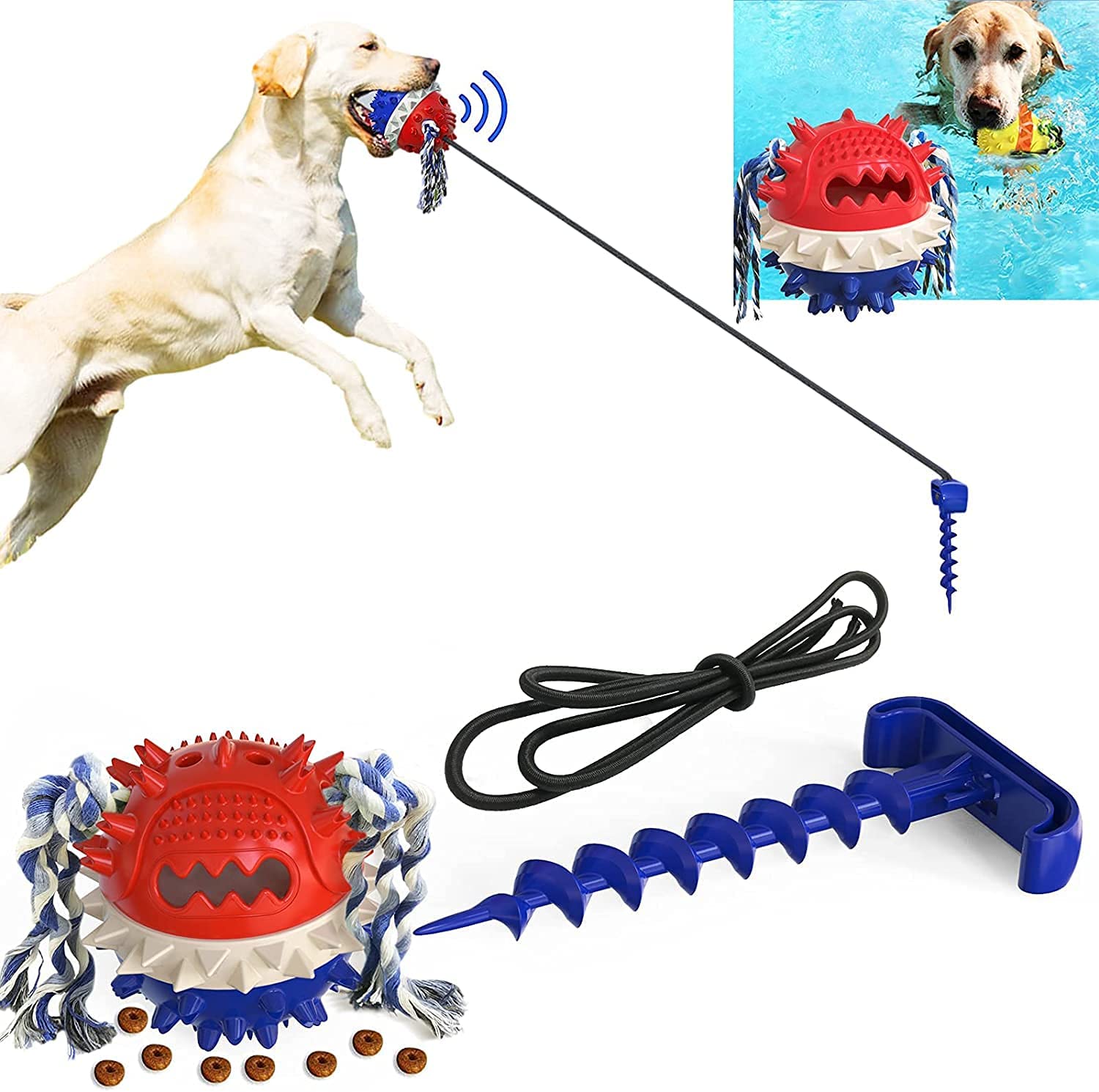 PETS EMPIRE Dog Tug Suction Cup Dog Toys Dogs Supplies Puppy Toy Pet Food Dispensing Molar Ball Interactive Pull Rope Chew Toothbrush Durable Bite-Resistant New Material-1 Set (Color May Vary) (B09Q3J2MWP) Amazon Price History, Amazon Price Tracker