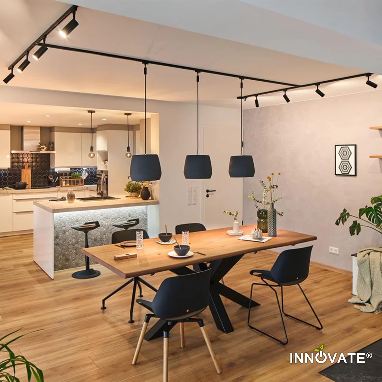 INNOVATE Binario Faretti soffitto orientabili 2M Trifase 3 Fasi [2000 x 36 x 33 mm] Illuminazione per interni I Binario LED soffitto I Portalampada GU10 Erco, Eutrac, Nordic Aluminum, Zumtobel