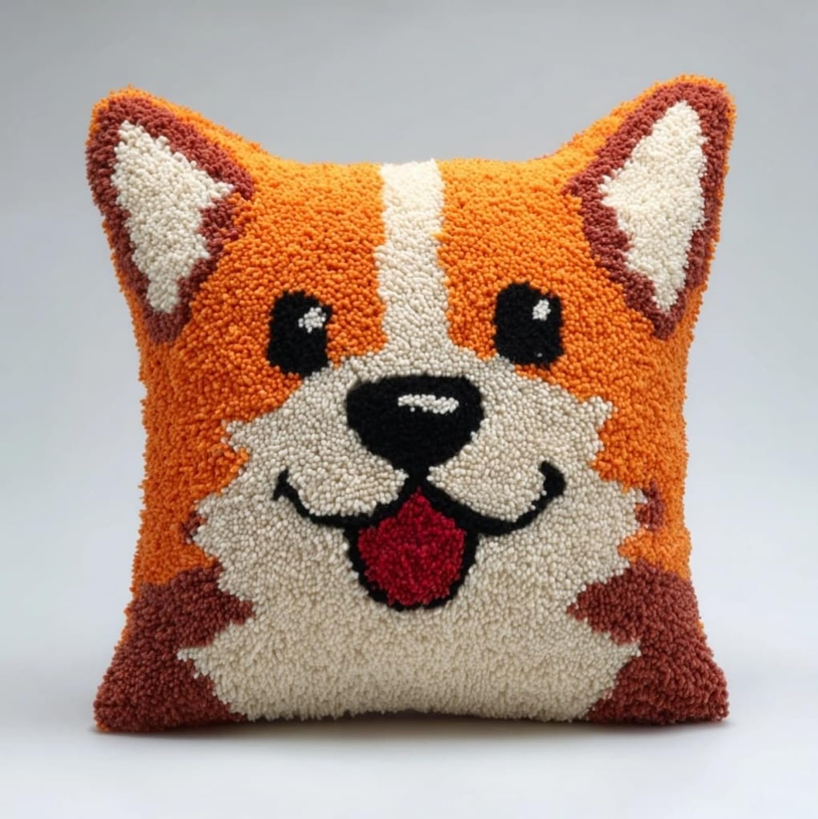 WallustrioaW Latch Hook Pillow Kits 43x43cm,Corgi Dog