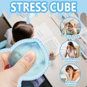 3.5cm Blue ice Squishy Cube Slow Rising Fidget Toy | Soft TPR, Crystal Clear, squeeze toy, calm hands, stress relief, focus support, home, class, travel, kids and adults