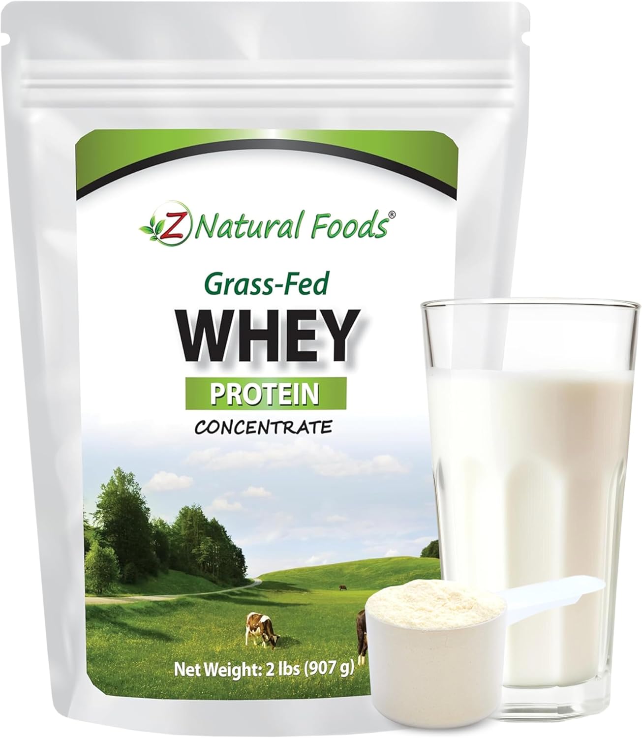 Z Natural Foods Grass-Fed Whey Protein Concentrate - Clean Whey Protein Powder from New Zealand - Cold Processed Pure Whey Protein with Essential Amino Acids for Nutrition & Fitness, Unflavored, 5 lbs
