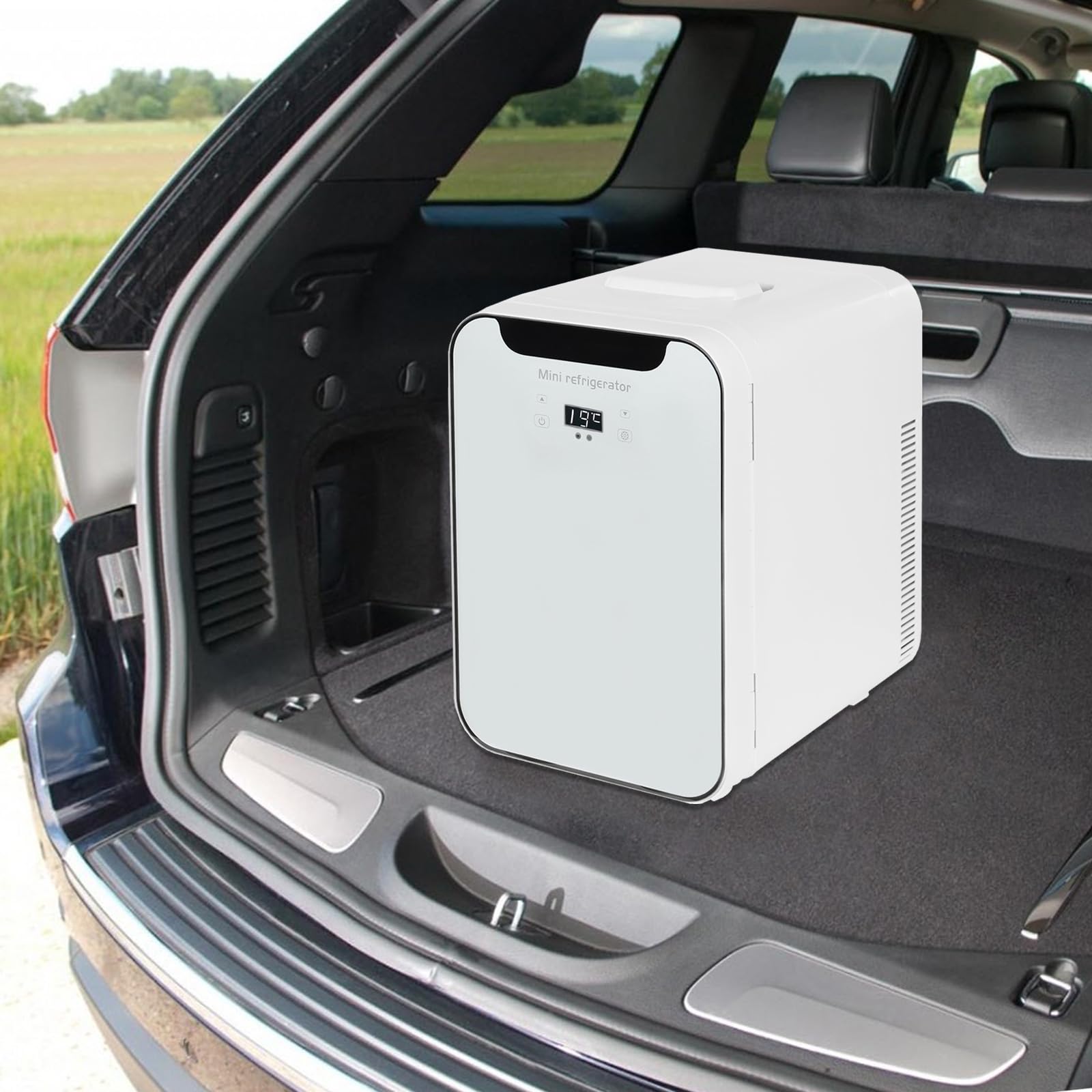Mini Kühlschrank 20L, Multifunktionaler Minibar mit Kühl- und Heizfunktion, LED-Digitalanzeige, Temperaturregelung, 2 Ausnehmbare Einlegeböden, für Auto, Camping, Kosmetik und Getränke