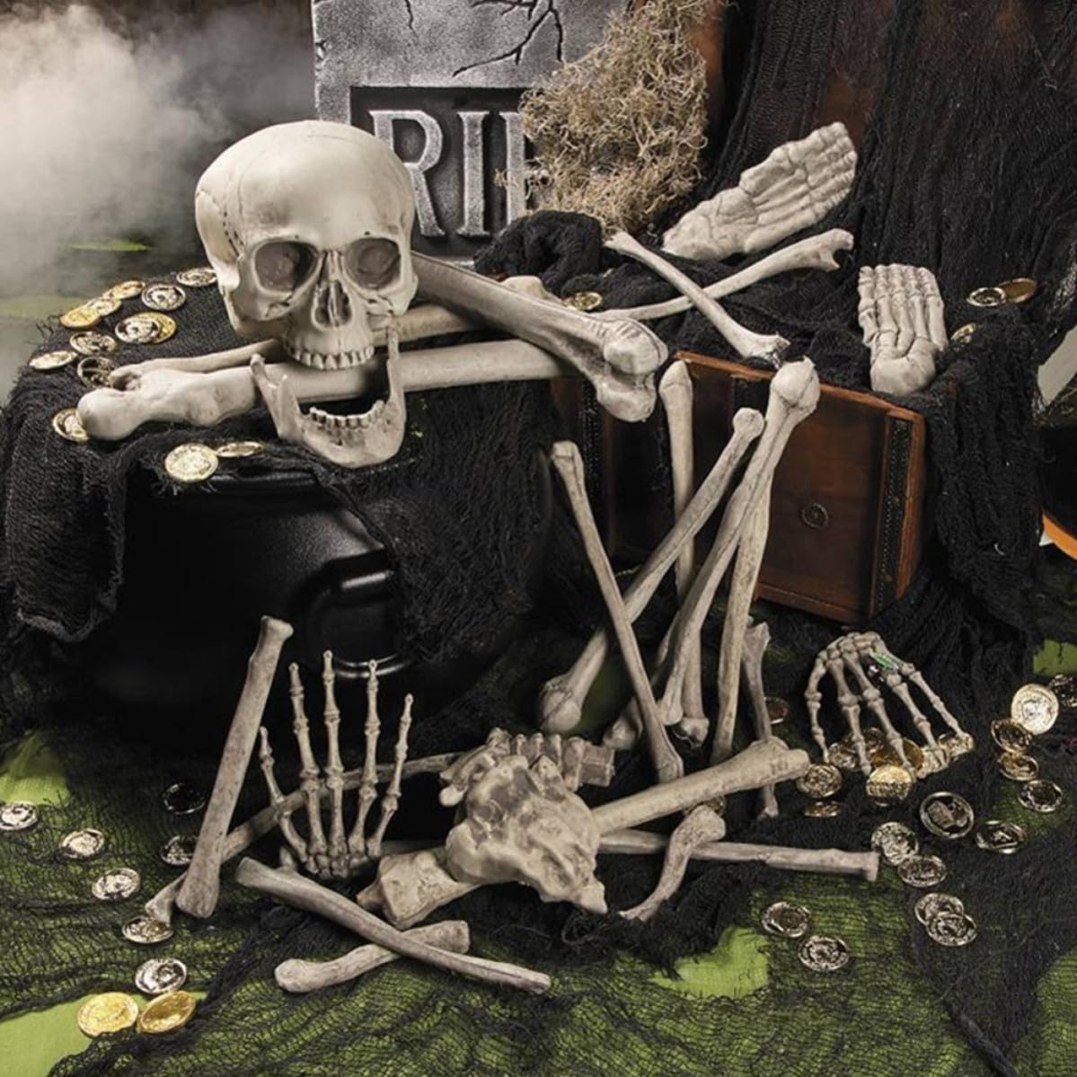 Decorazione di Halloween Ossa Scheletro in Plastica Bianco Realistico per Decorazioni Casa e Festa di Halloween per Ambienti Esterni e Party