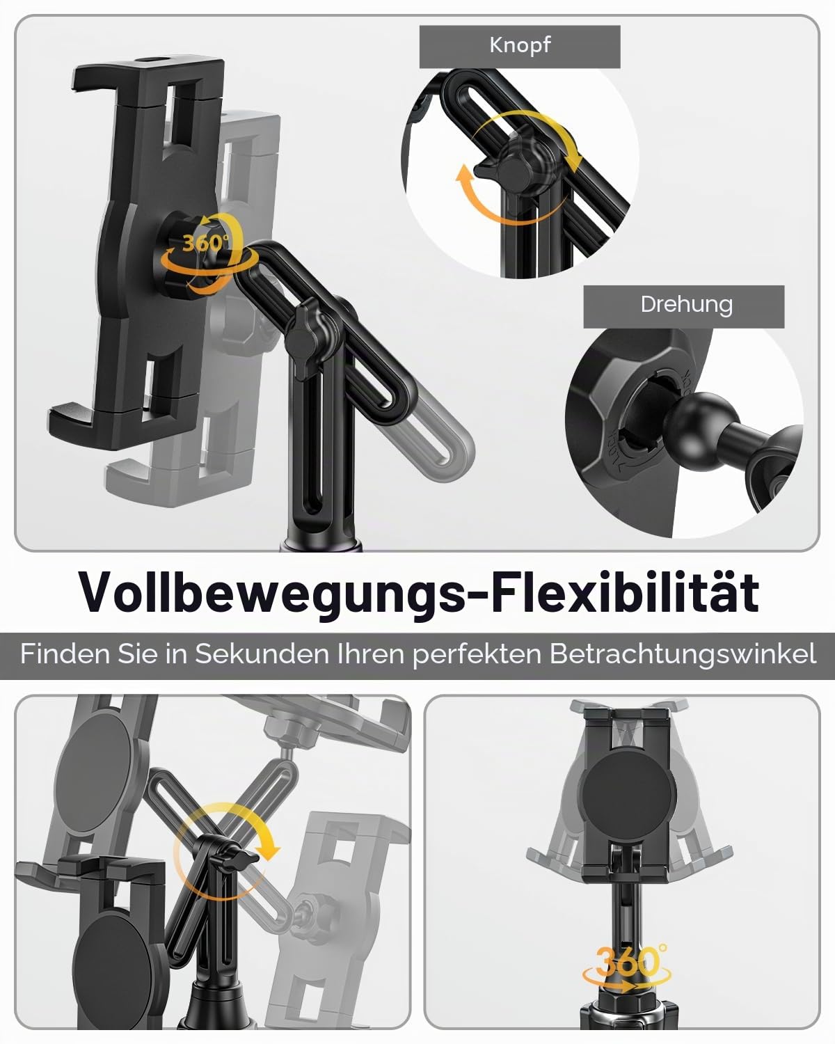 Getränkehalter Auto Tablet Halterung, PKW LKW Becherhalter Tablet Halter | Autohalterung mit Verstellbar Arm für iPad Pro 9.7, 11, 12.9 Air Mini, Samsung Tabs, iPhone, mehr 4-13" Handys und Tablets