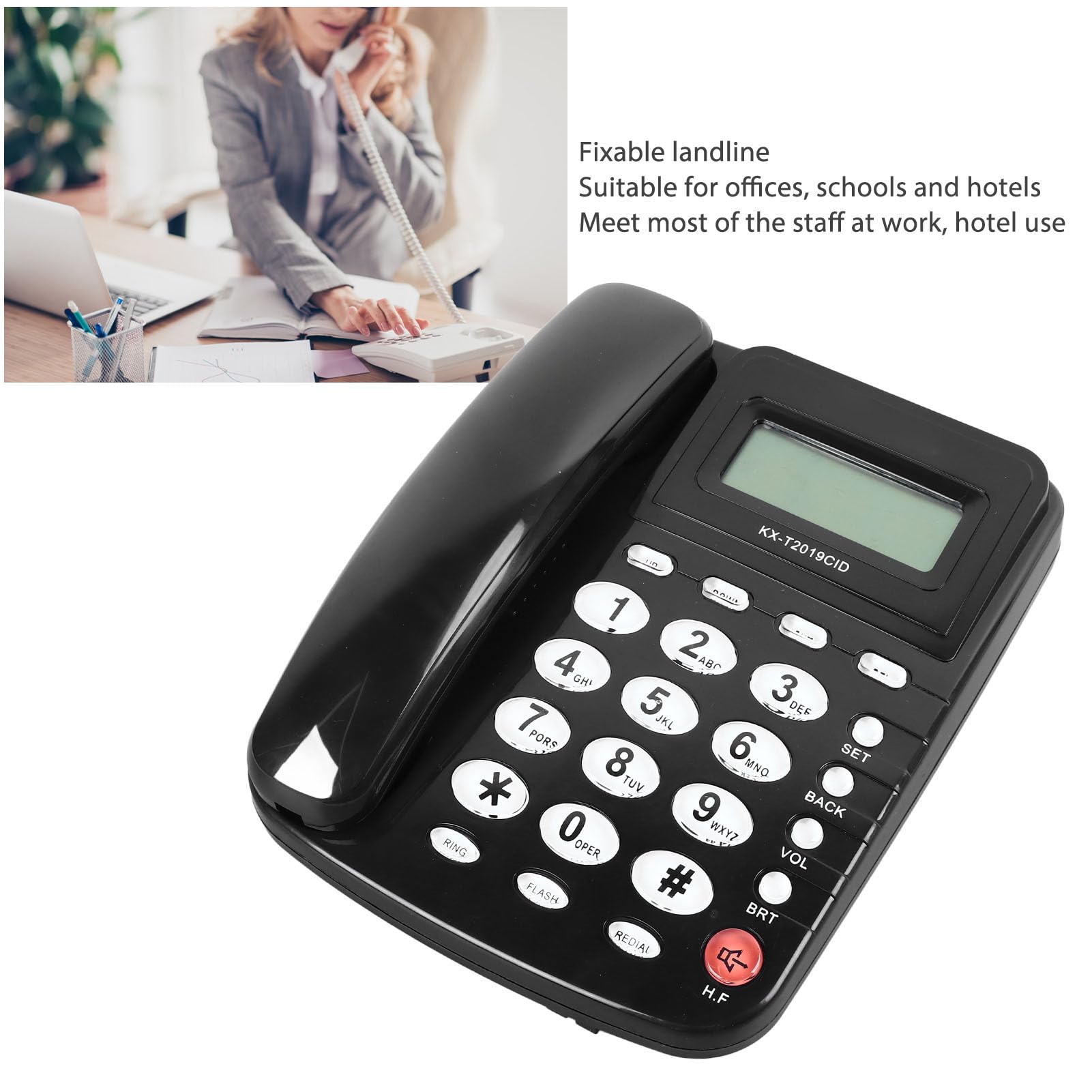 Telefono con Filo con Tasti Grandi, Telefono Fisso con Display ID chiamante, chiamate in Vivavoce Multifunzione, per Ufficio, Reception, casa, Hotel