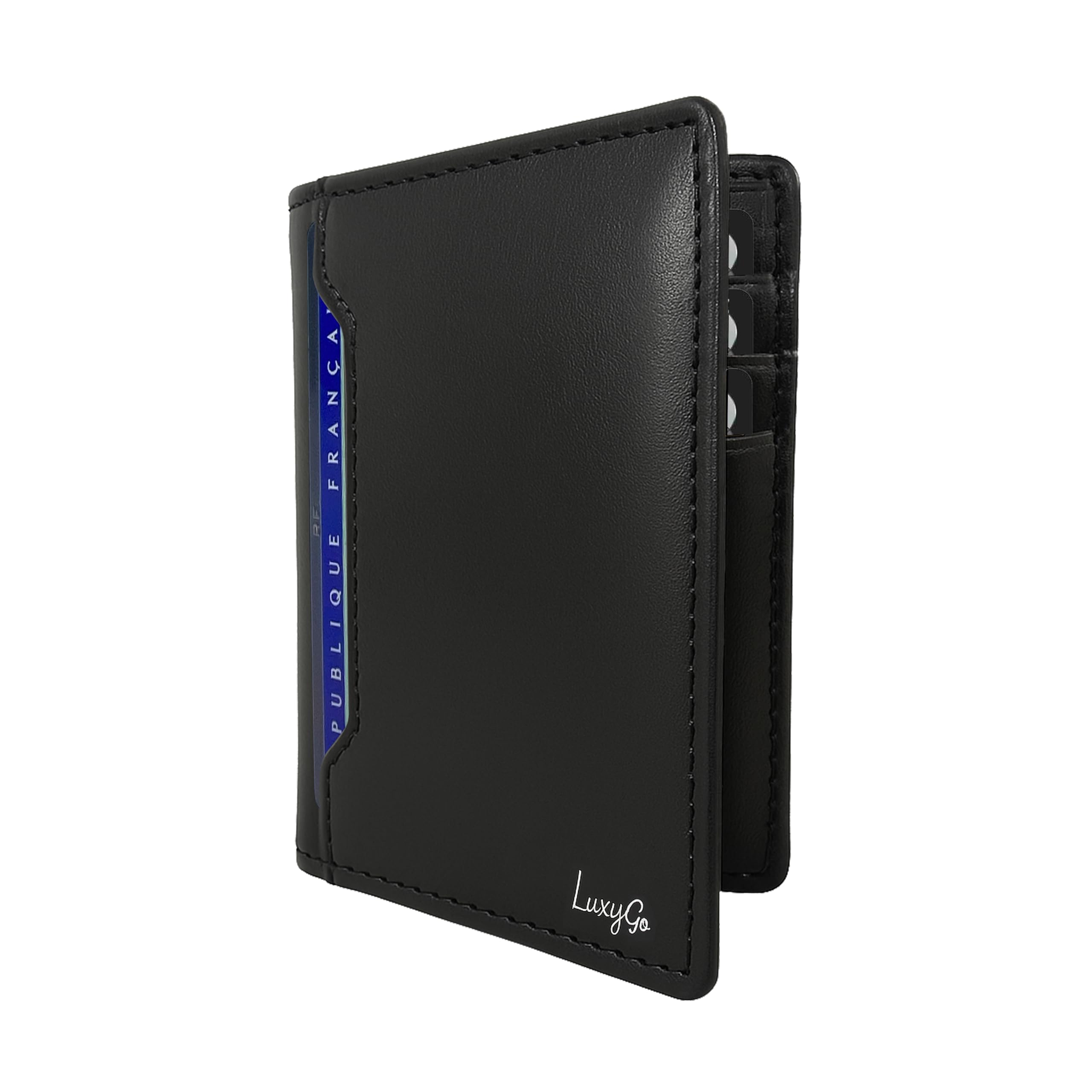LuxyGo Portefeuille Homme en Cuir Véritable – Porte-Cartes Compact Anti-Piratage RFID – Protection Cartes Bancaires sans Contact – Carte Identité Française et Permis de Conduire – 11 Emplacements